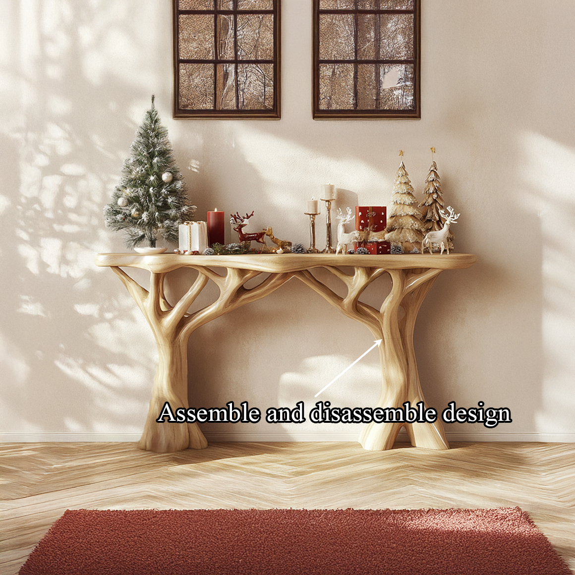 Rustic Organic Console Table Christmas Entryway Seasonal Decor SINLSACS343