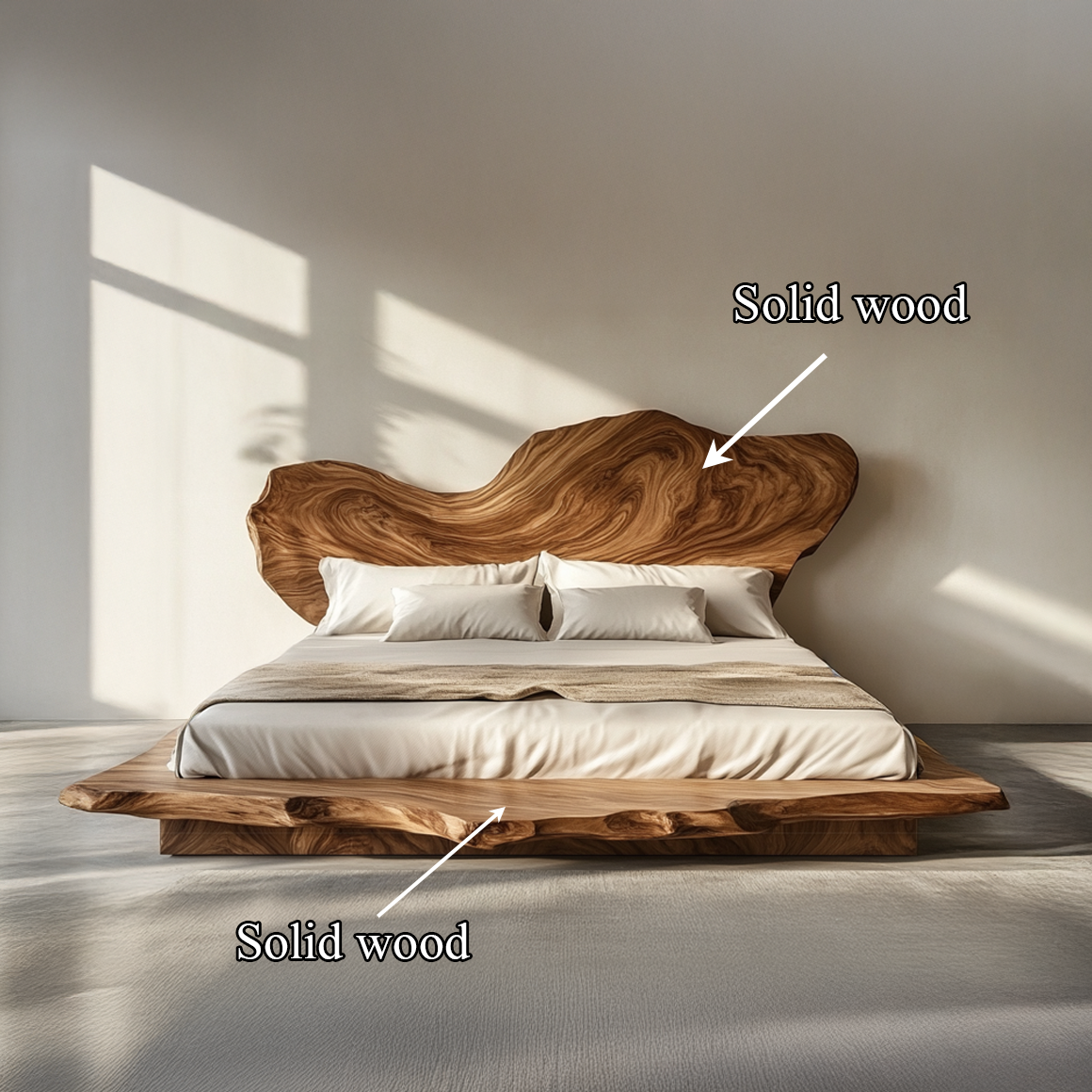 Rustic Handcrafted Wooden Bed Bedroom SINLSAWB076