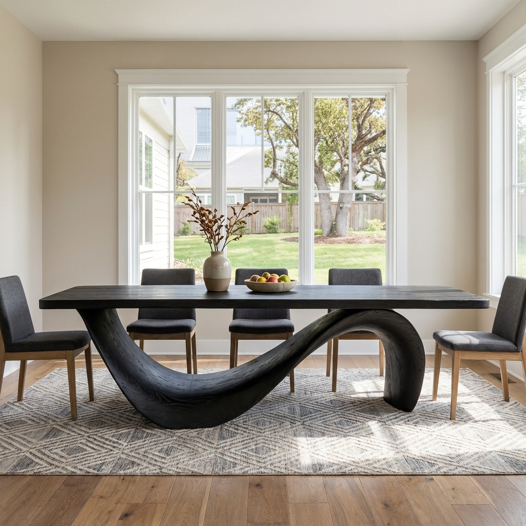 Modern Wooden Dining Table With Curved Base For Dining RTTHTTDN041
