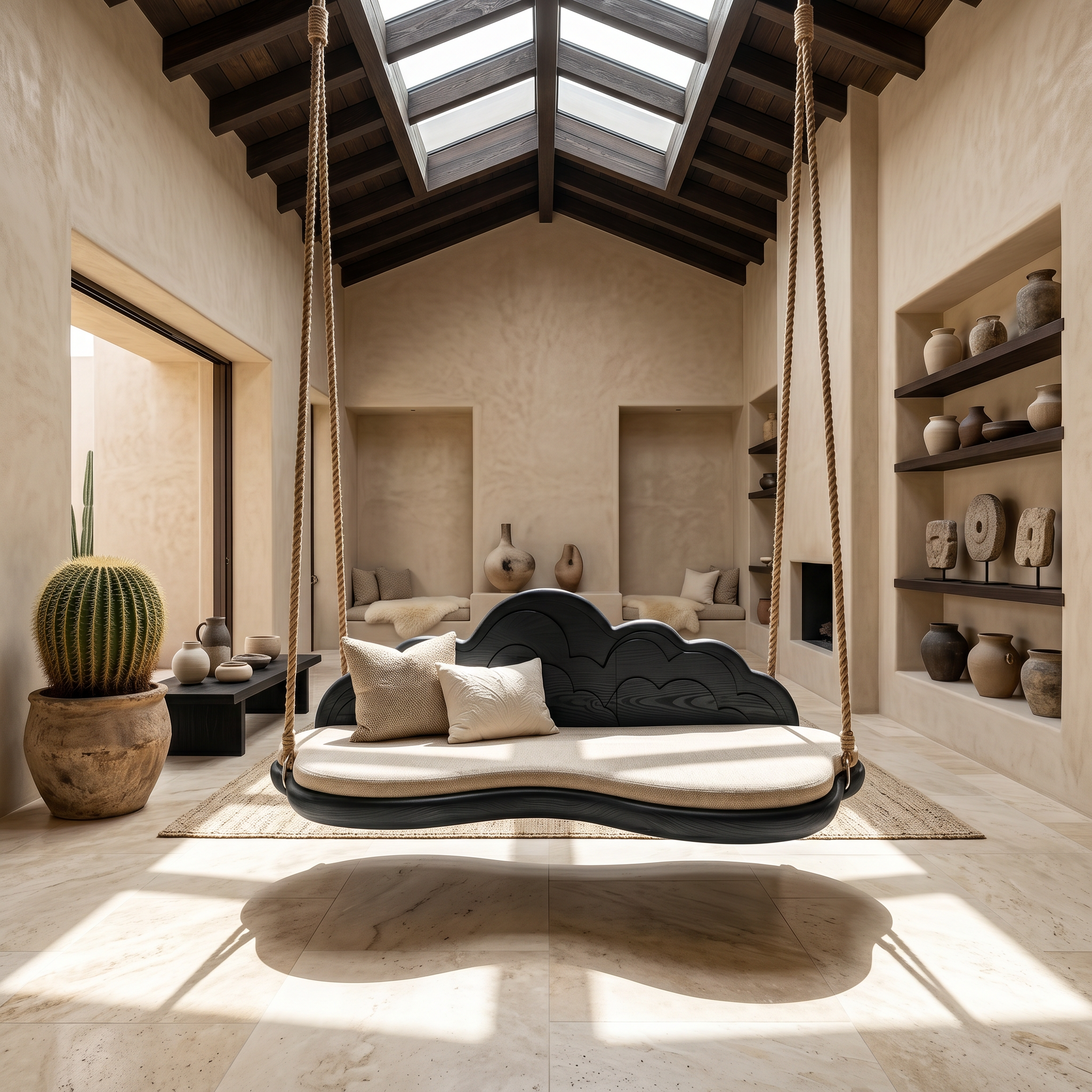 Minimalist Flowing Back Swing Bedroom Lounge Interior Space SILDTTNSWI004