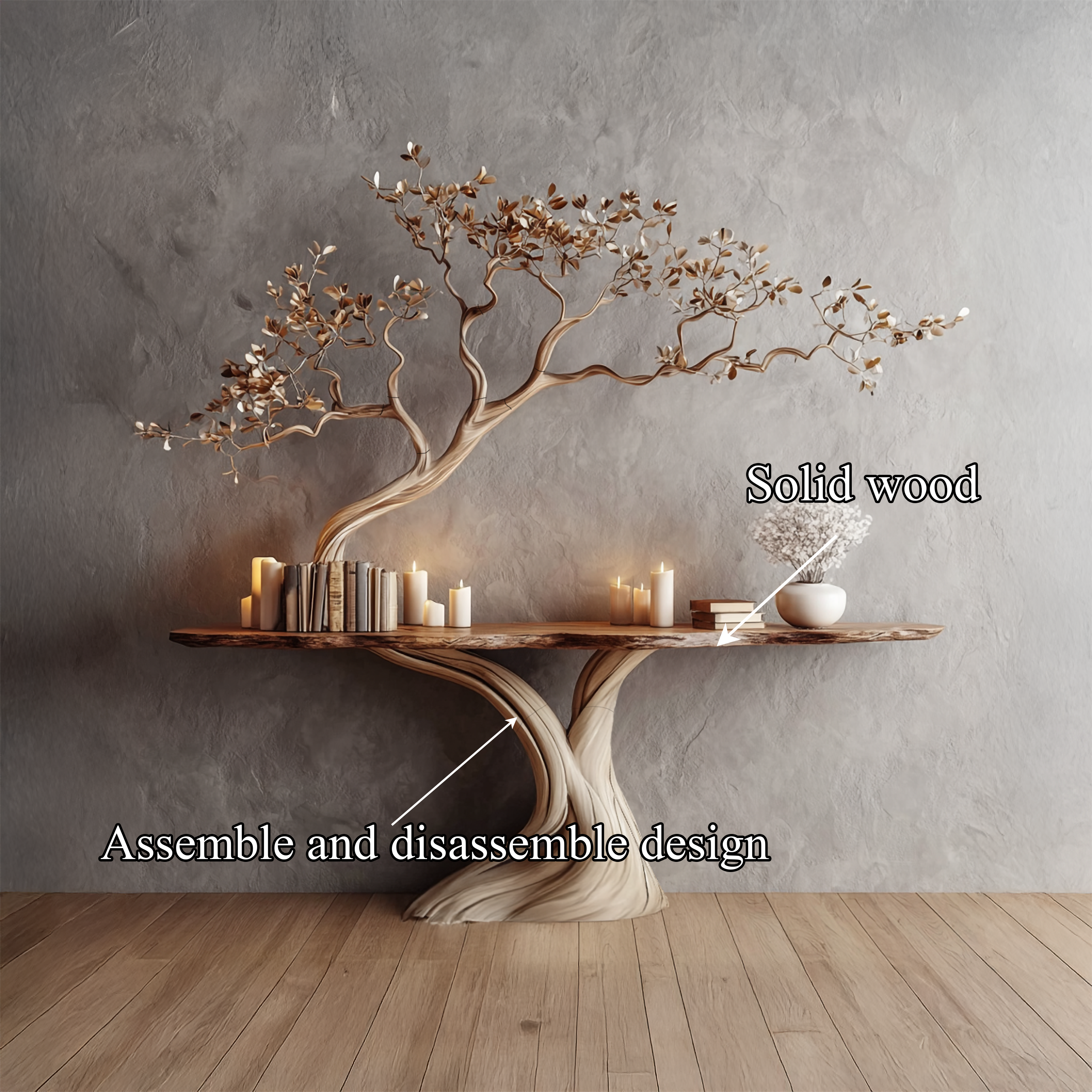 Midcentury Organic Console Table Entryway SINLSACS114