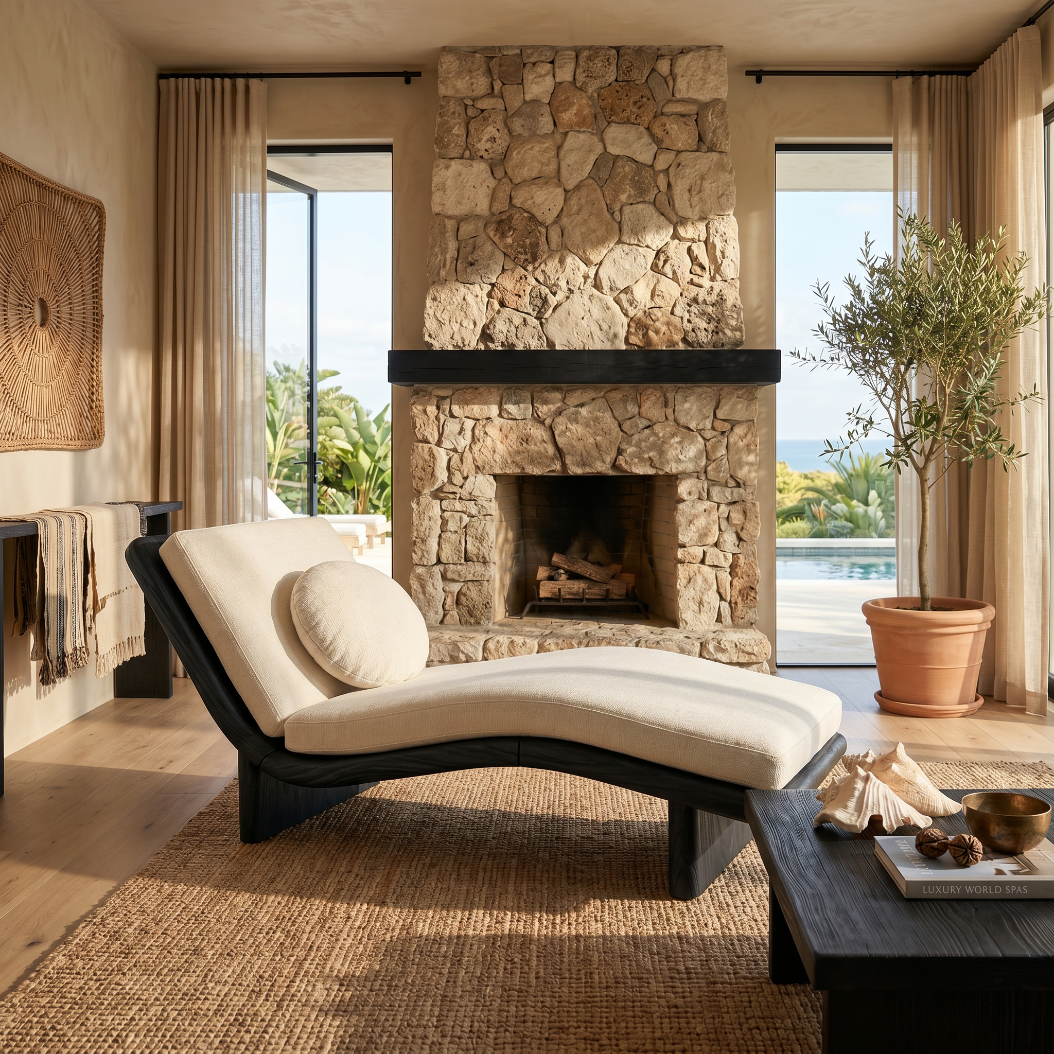 Minimalist Walnut Chaise Lounge Serene Coastal Retreat Living Space SILDTTRDB005