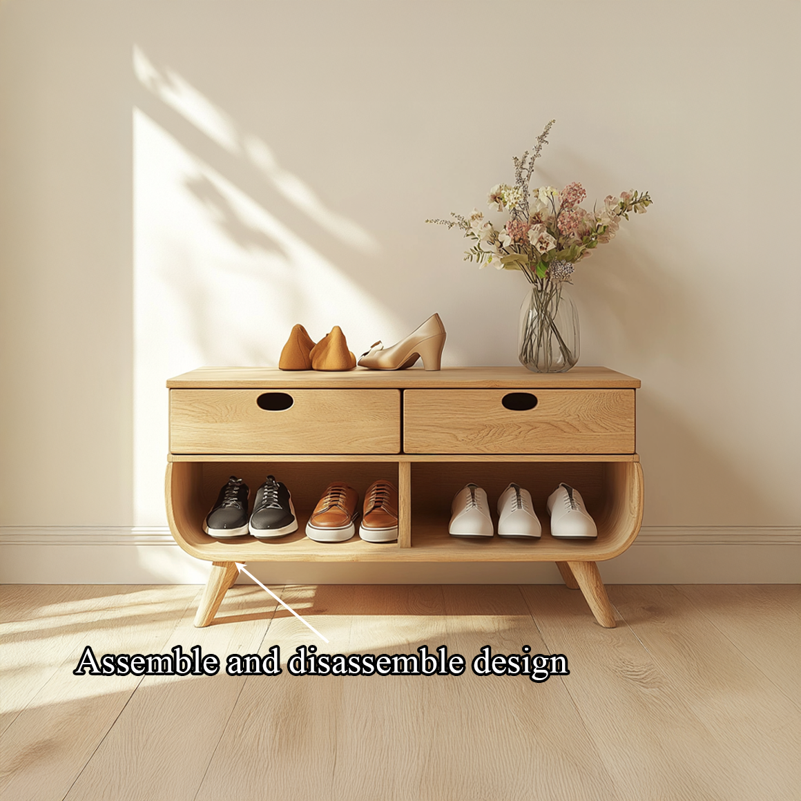 Mid Century Organic Shoe Cabinet Entryway And Living Room SINLSASB065