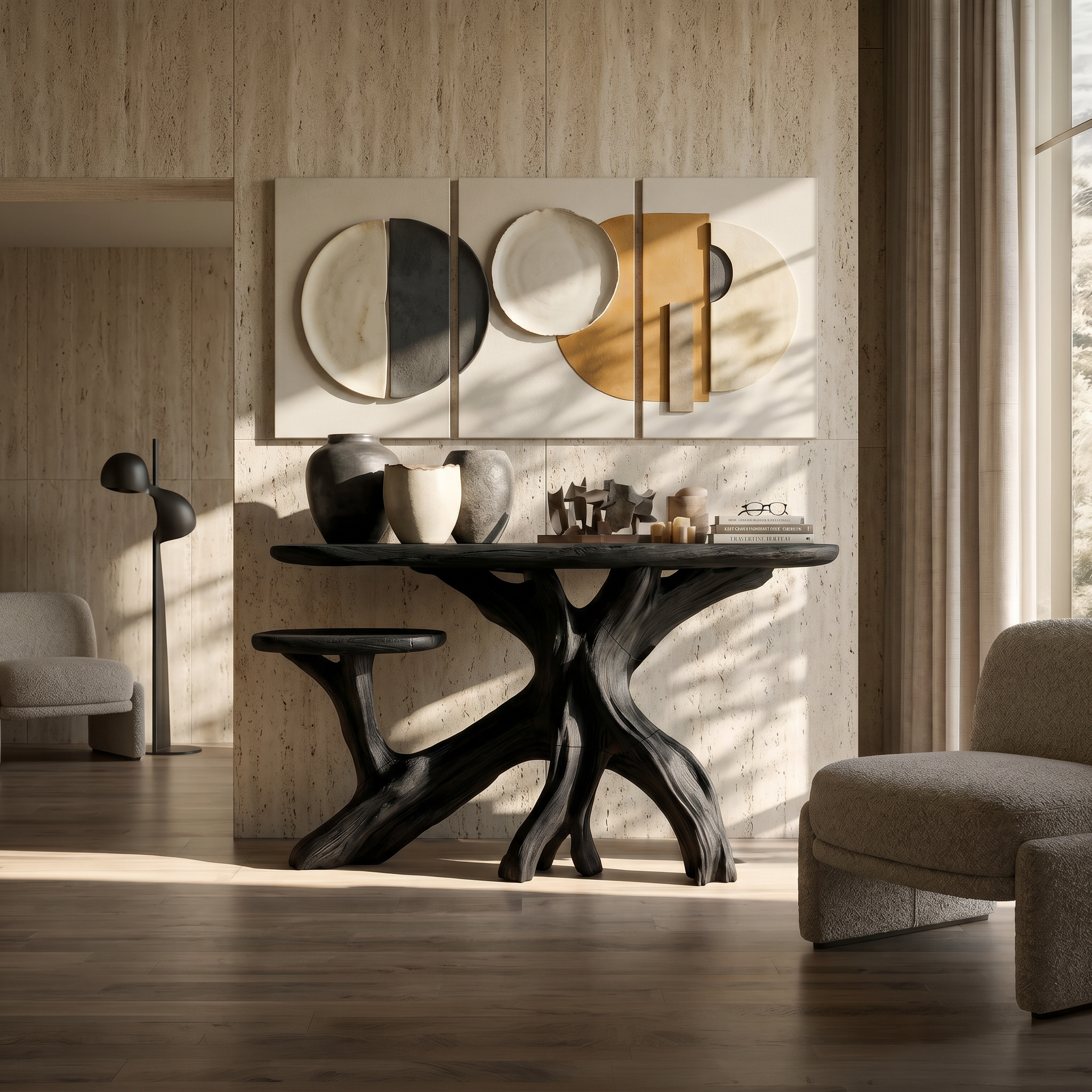 Japandi Zen Wood Console Table For Bedroom Interior SILDTTRCS069