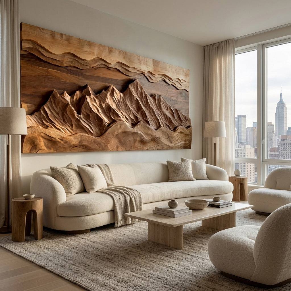 Organic Wood Wall Art Landscape Decor For Living Room RTTHHNWA172