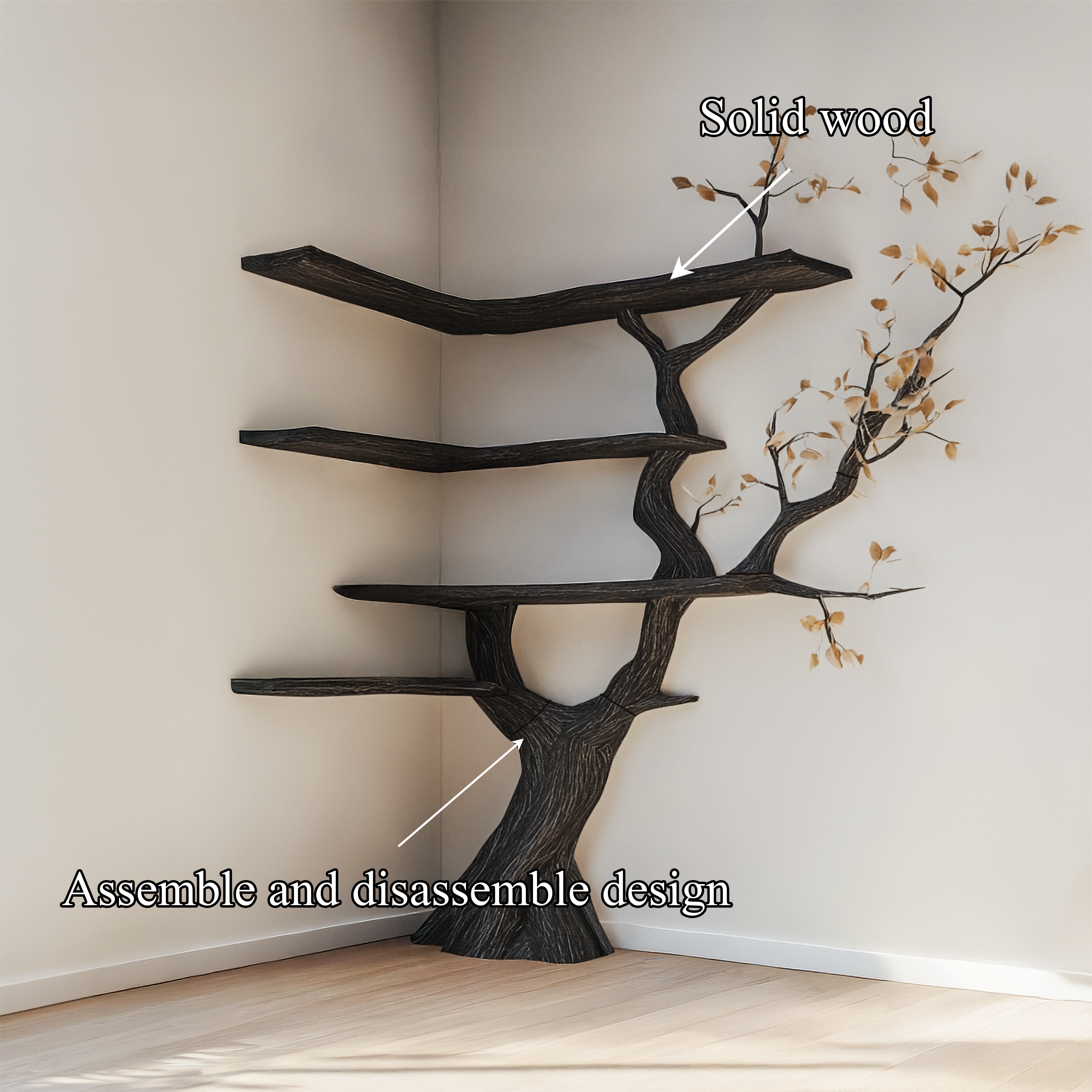 Handmade Corner Tree Bookshelf Living Room Decor SINLSATB603