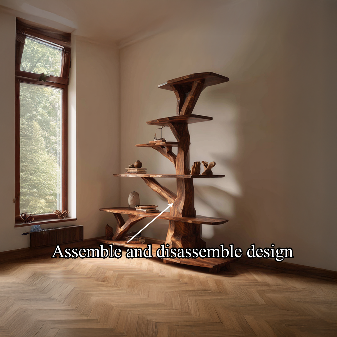 Rustic Free Standing Tree Bookshelf Living Room Or Bedroom SINLSATB349