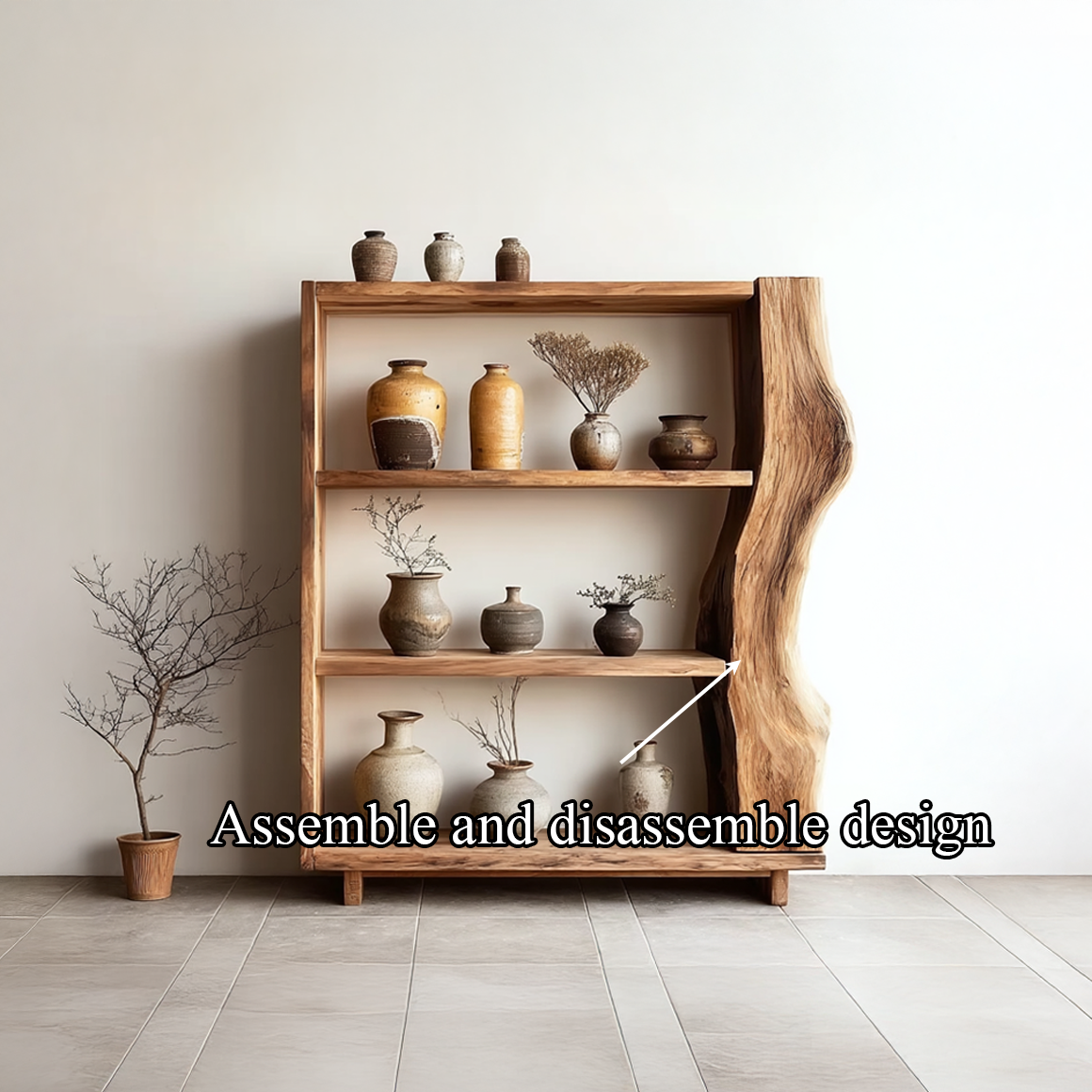 Rustic Live Edge Bookshelf Living Room Display Storage SINLSASC150