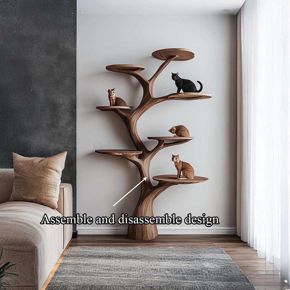 Rustic Cat Tree Furniture Minimalist Living Room SINLSATT070