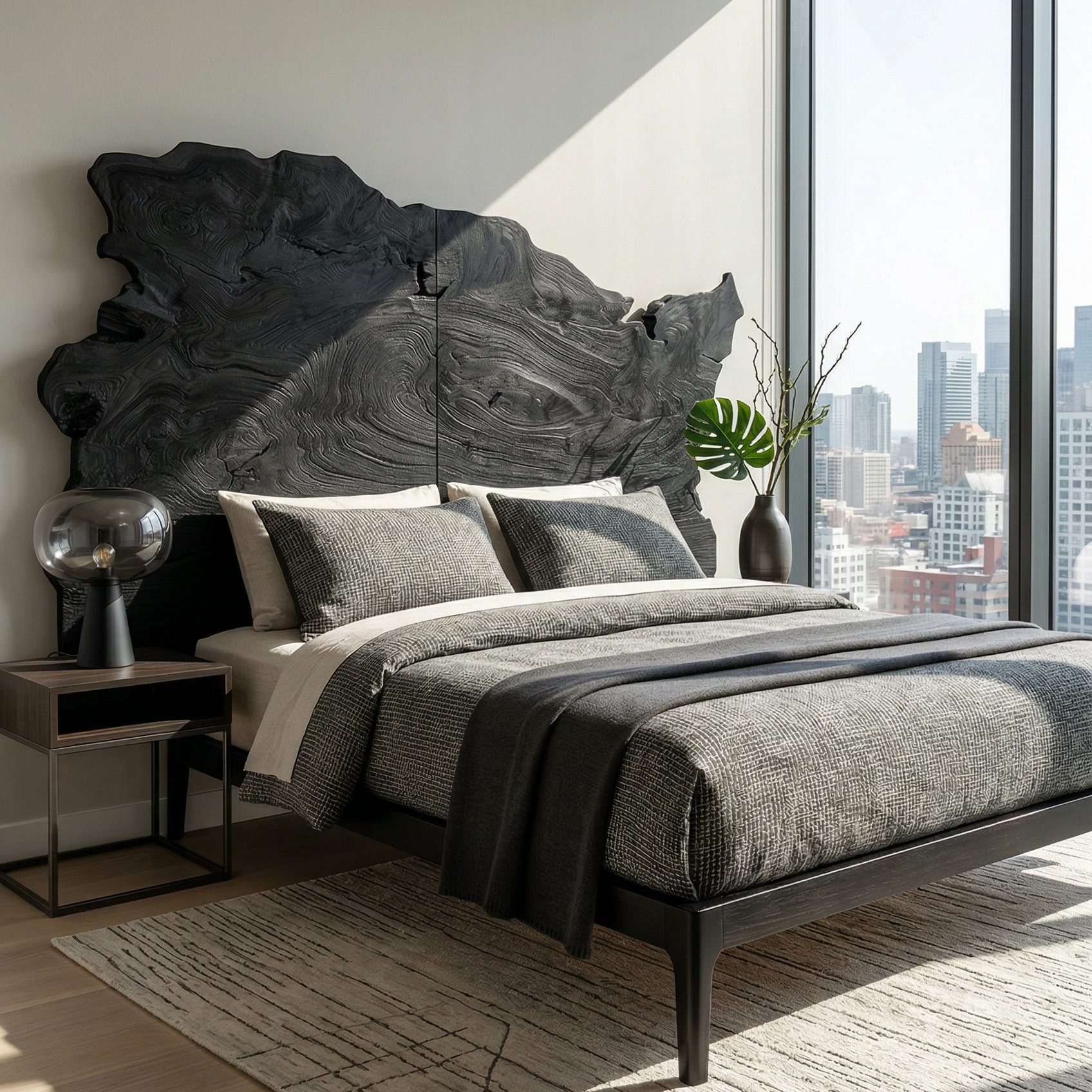 Organic Natural Wood Headboard For Minimalist Japandi Bedroom Design SILDTTRHB002