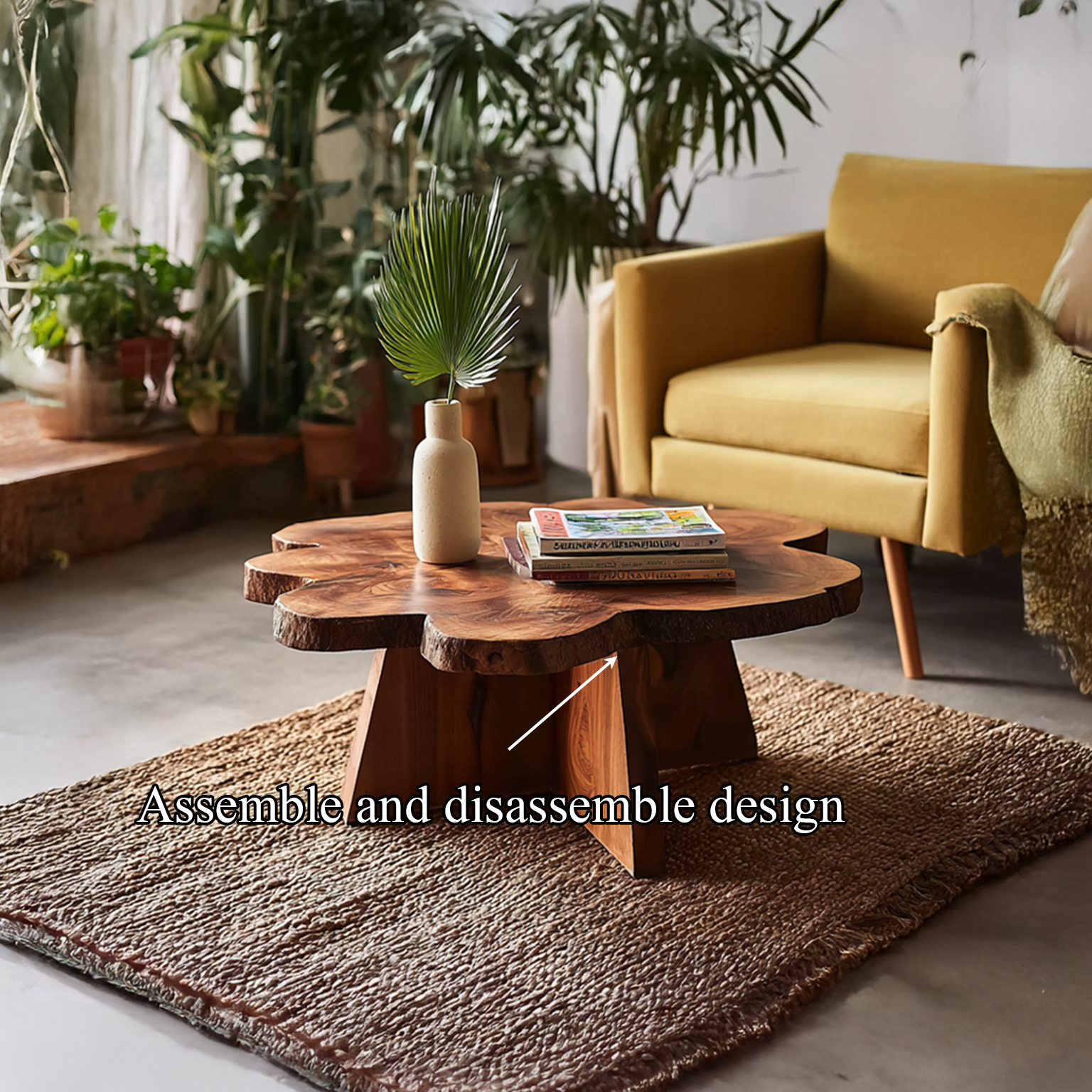 Rustic Live Edge Coffee Table Round Living Room SINLSACF034
