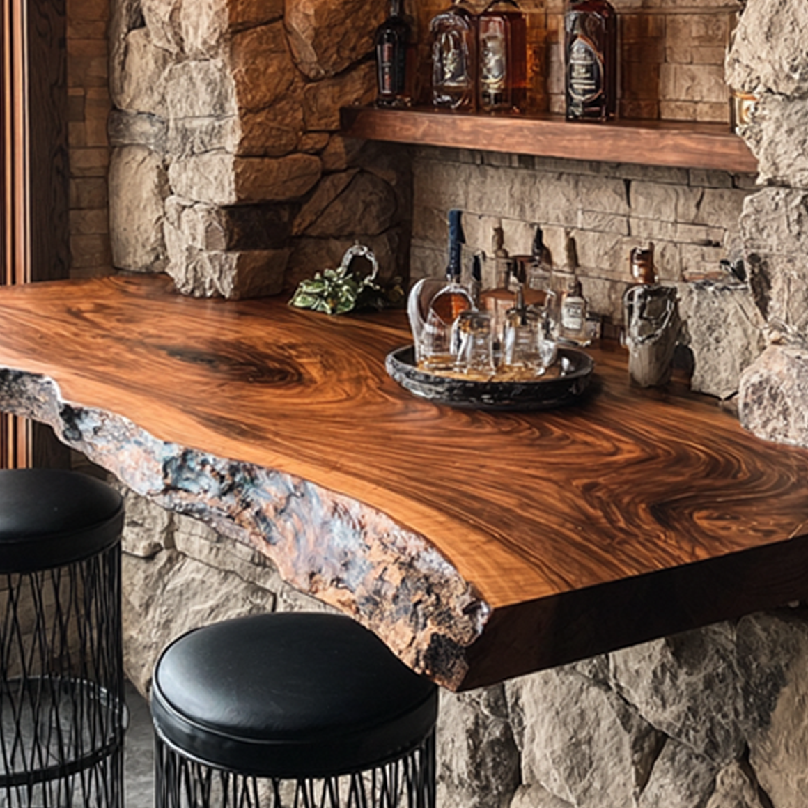 Rustic Live Edge Floating Shelf Bar Countertop Display SINLSAFL172