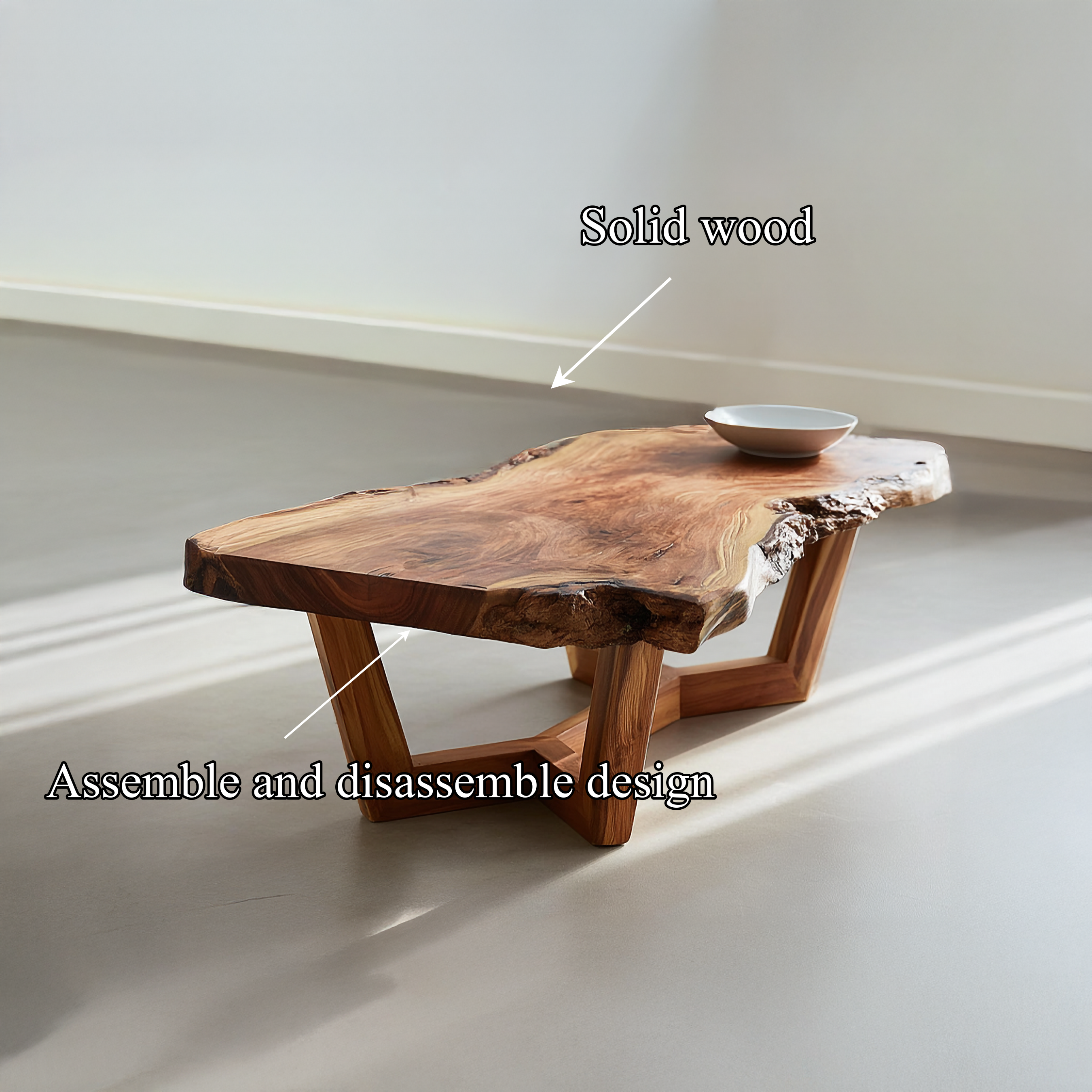 Mid Century Live Edge Coffee Table Living Room SINLSACF267