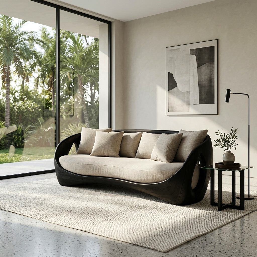 Sculptural Wooden Frame Sofa For Modern Living Room RTTHHNSFA038