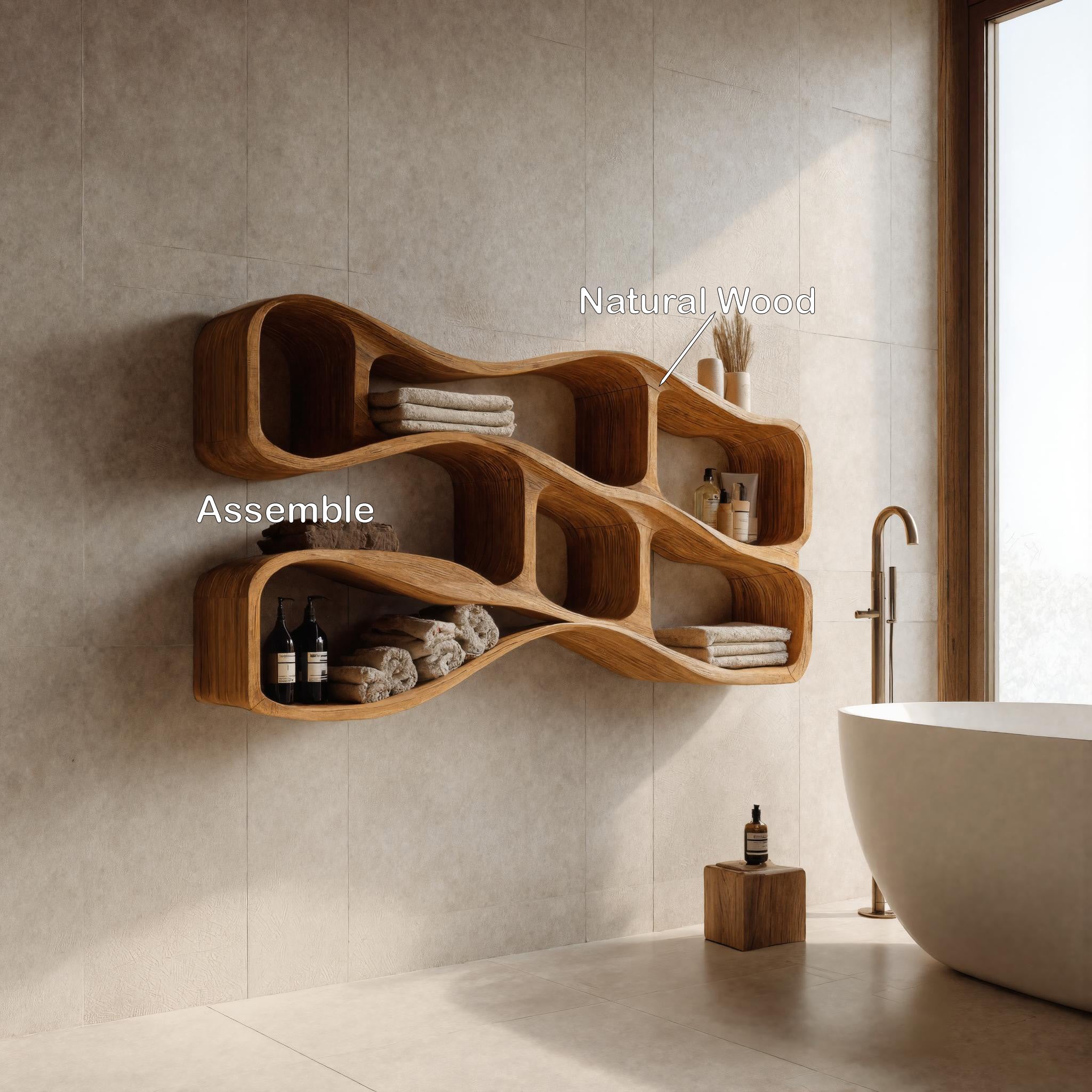 Organic Sculptural Wall Storage For Modern Bathroom RTTHHNBAS022