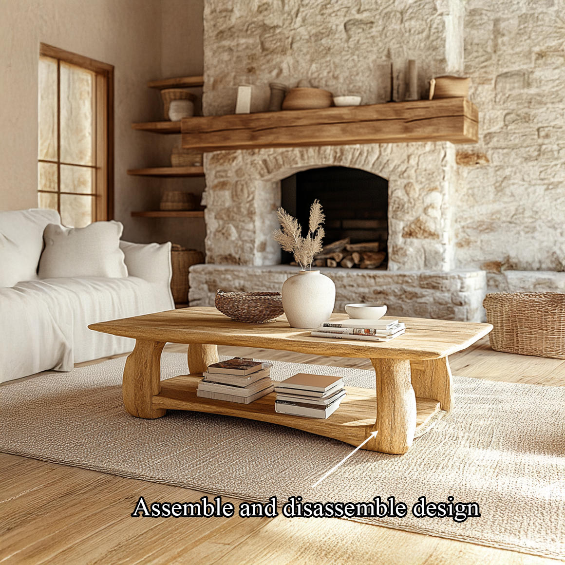 Rustic Scandinavian Coffee Table Living Room SINLSACF231