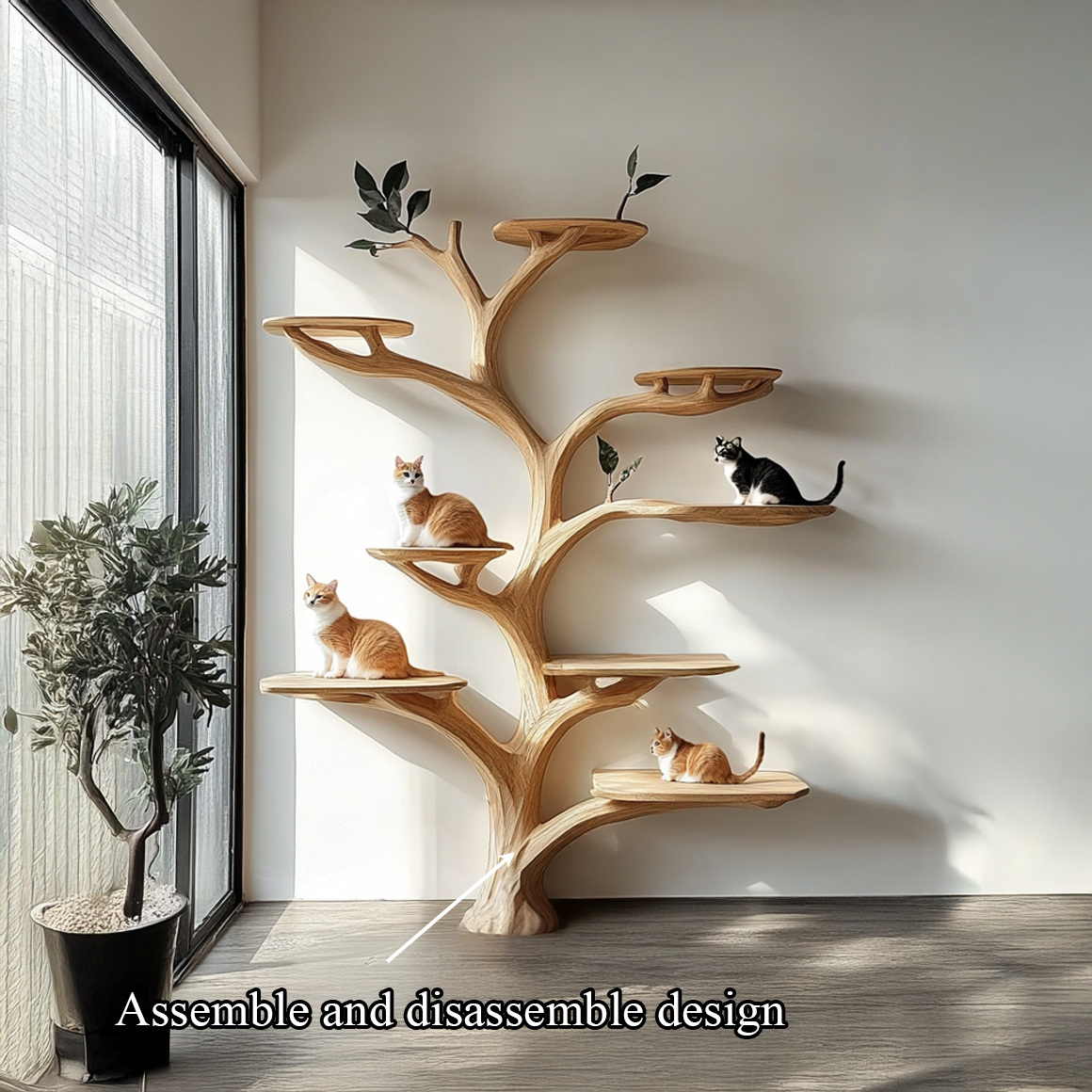 Scandinavian Cat Tree with Multi Level Design Cats Home Decor SINLSATT069