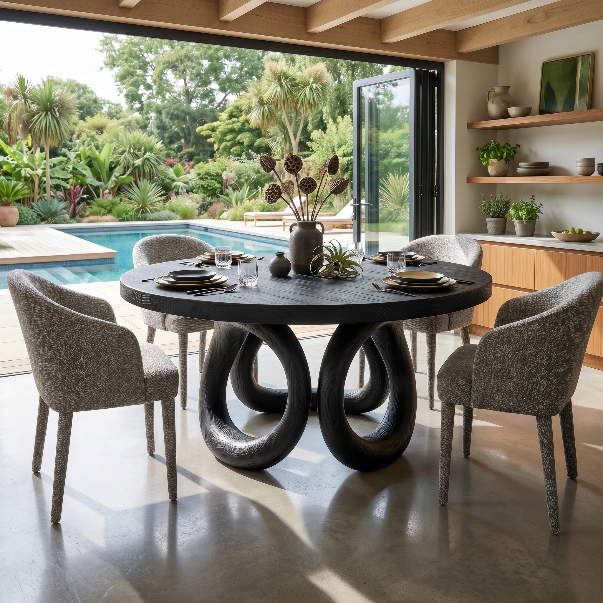 Modern Round Dining Set For Garden Kitchen SILDTTRDN055
