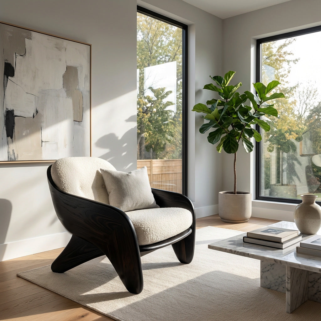 Modern Natural Wood Chair For Bedroom Reading Corner RTTHHNCHR156