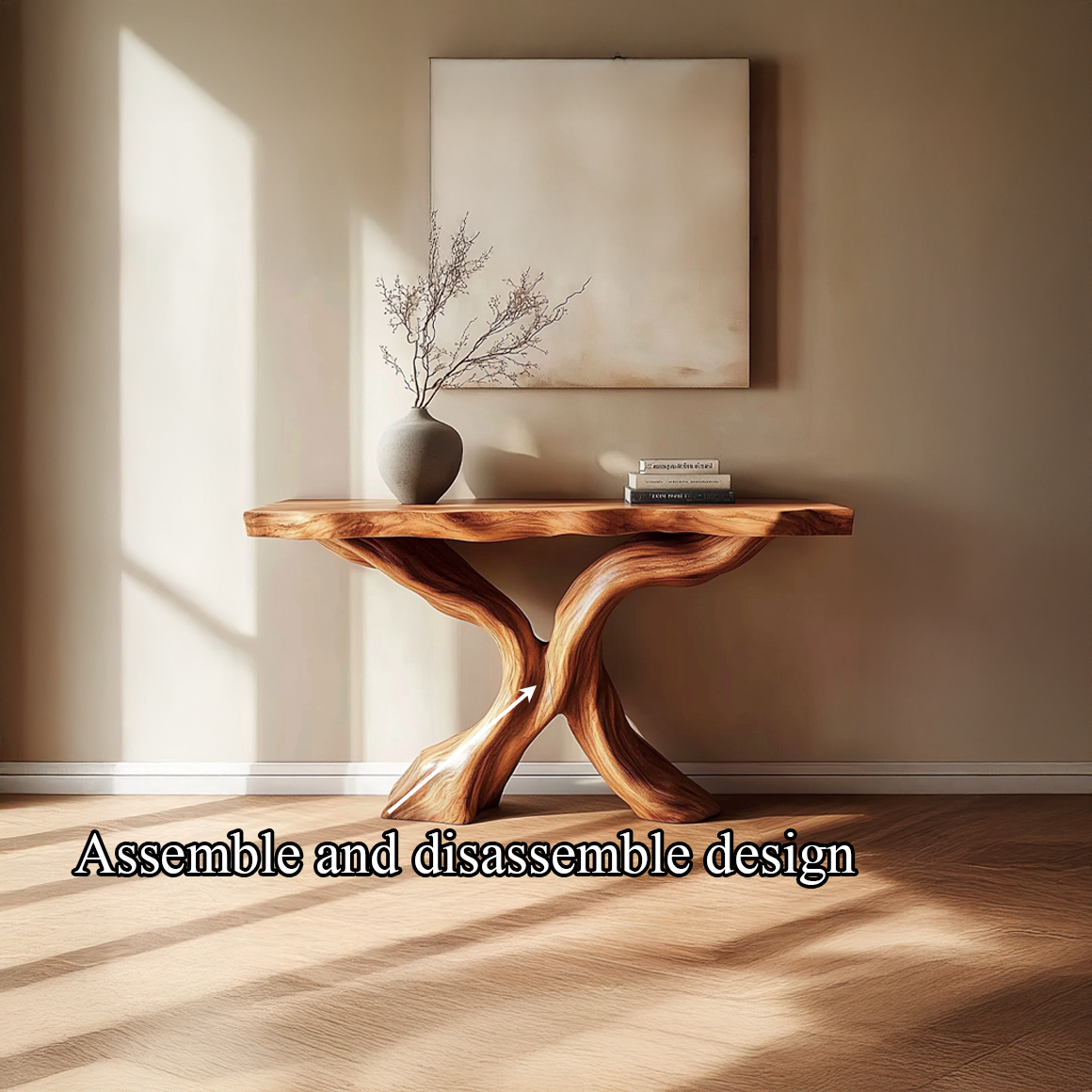 Rustic Console Table Carved X-Base Wood Entryway SINLSACS319