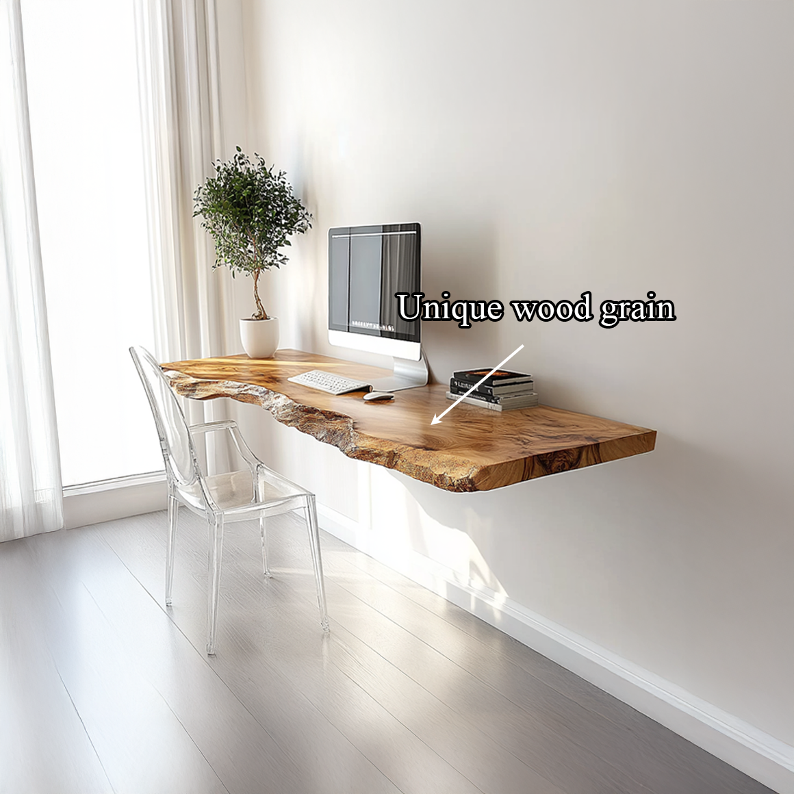 Rustic Live Edge Floating Shelf Desk Office Or Living Room SINLSAFL286