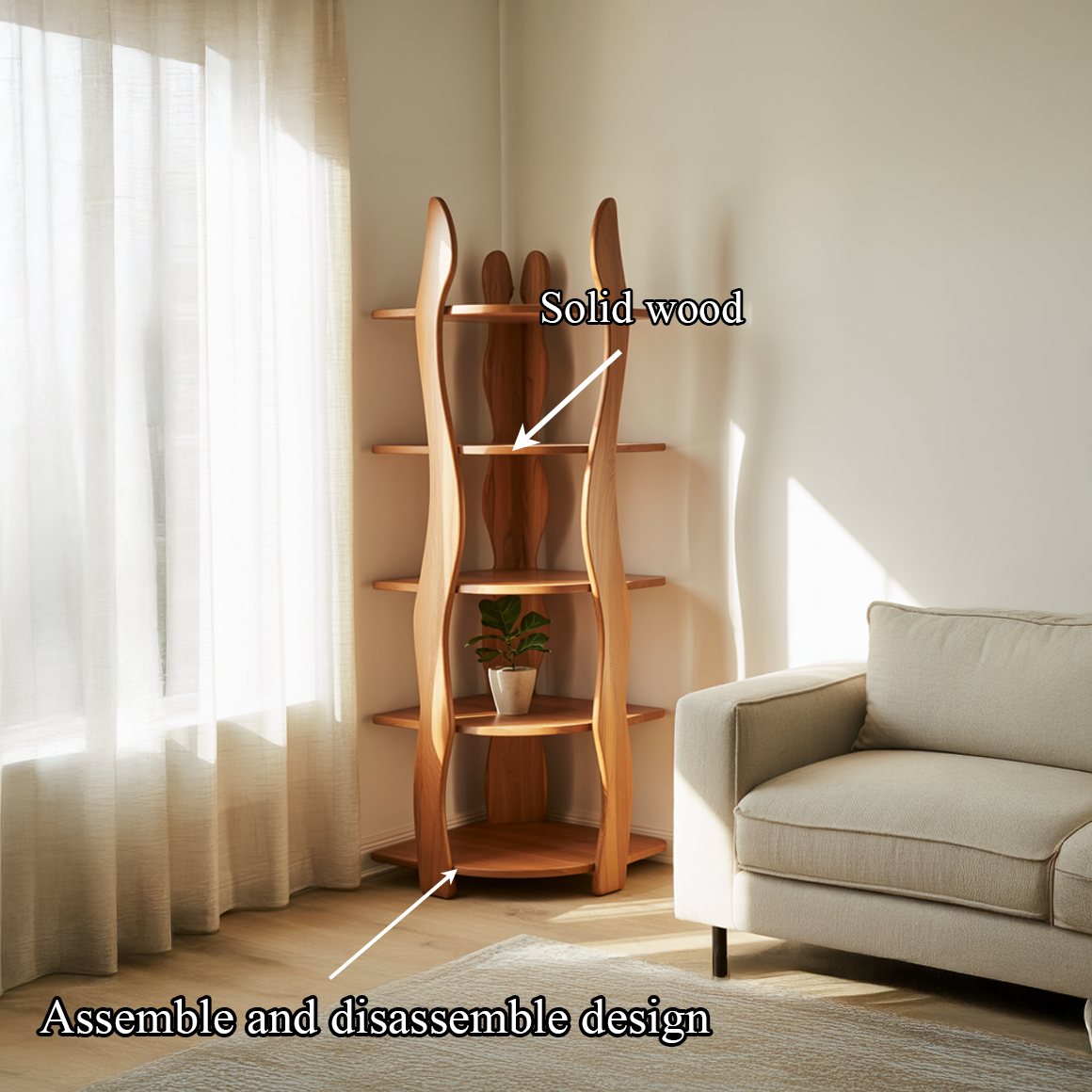 Organic Modern Sculptural Corner Shelf Living Room Or Office SINLSASC303