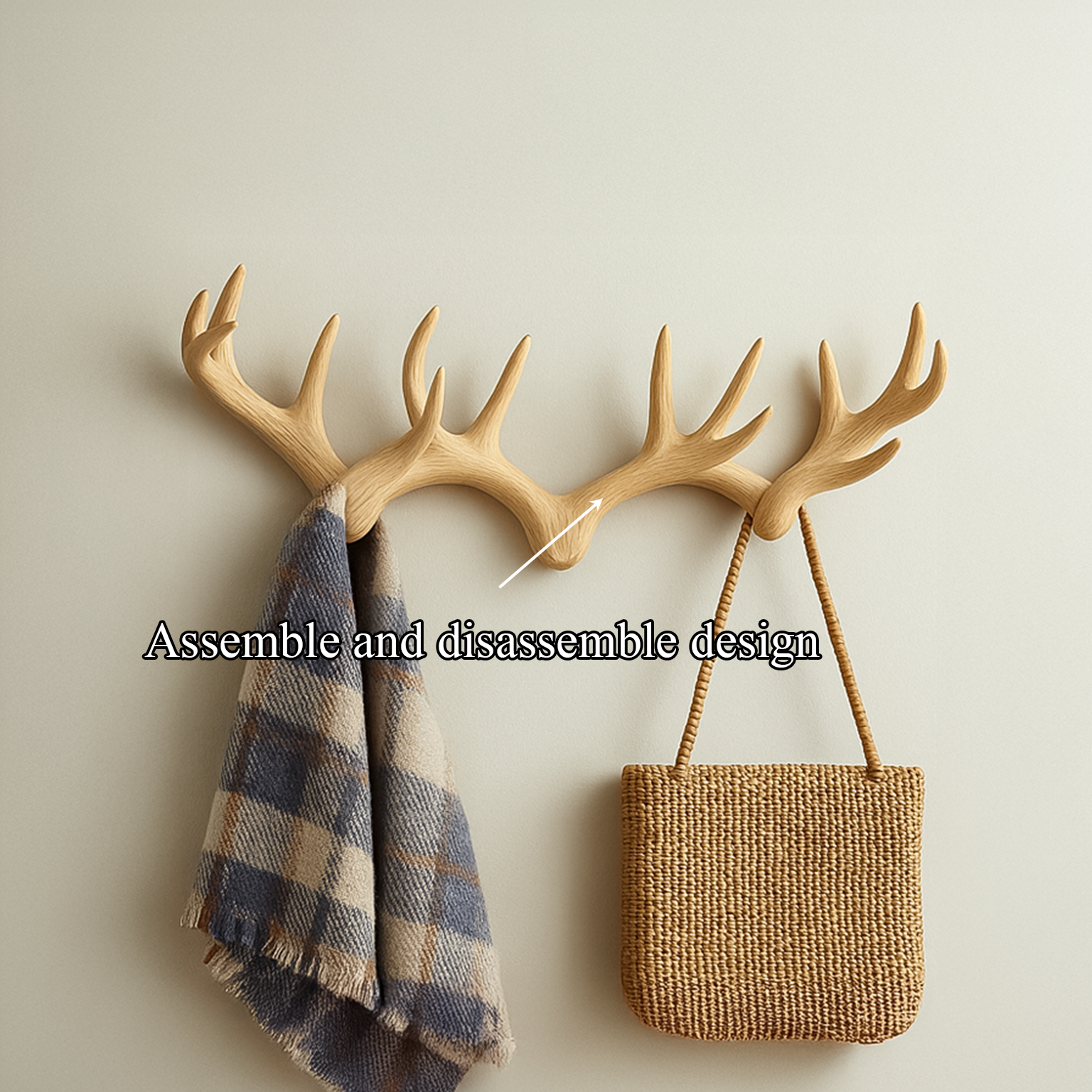 Rustic Minimalist Antler Wall Rack Living Room SINLSATCR021