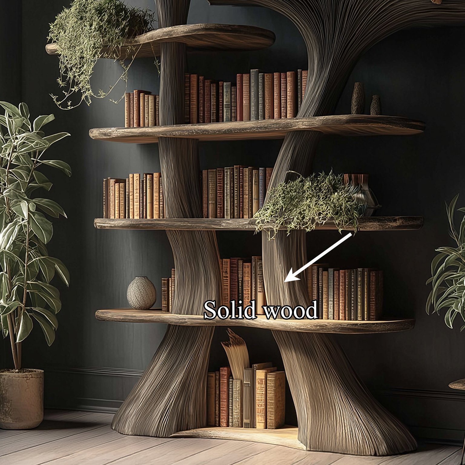 Mushroom Tree Bookshelf Wooden Nature Inspired Fantasy Gift SINLSATB184