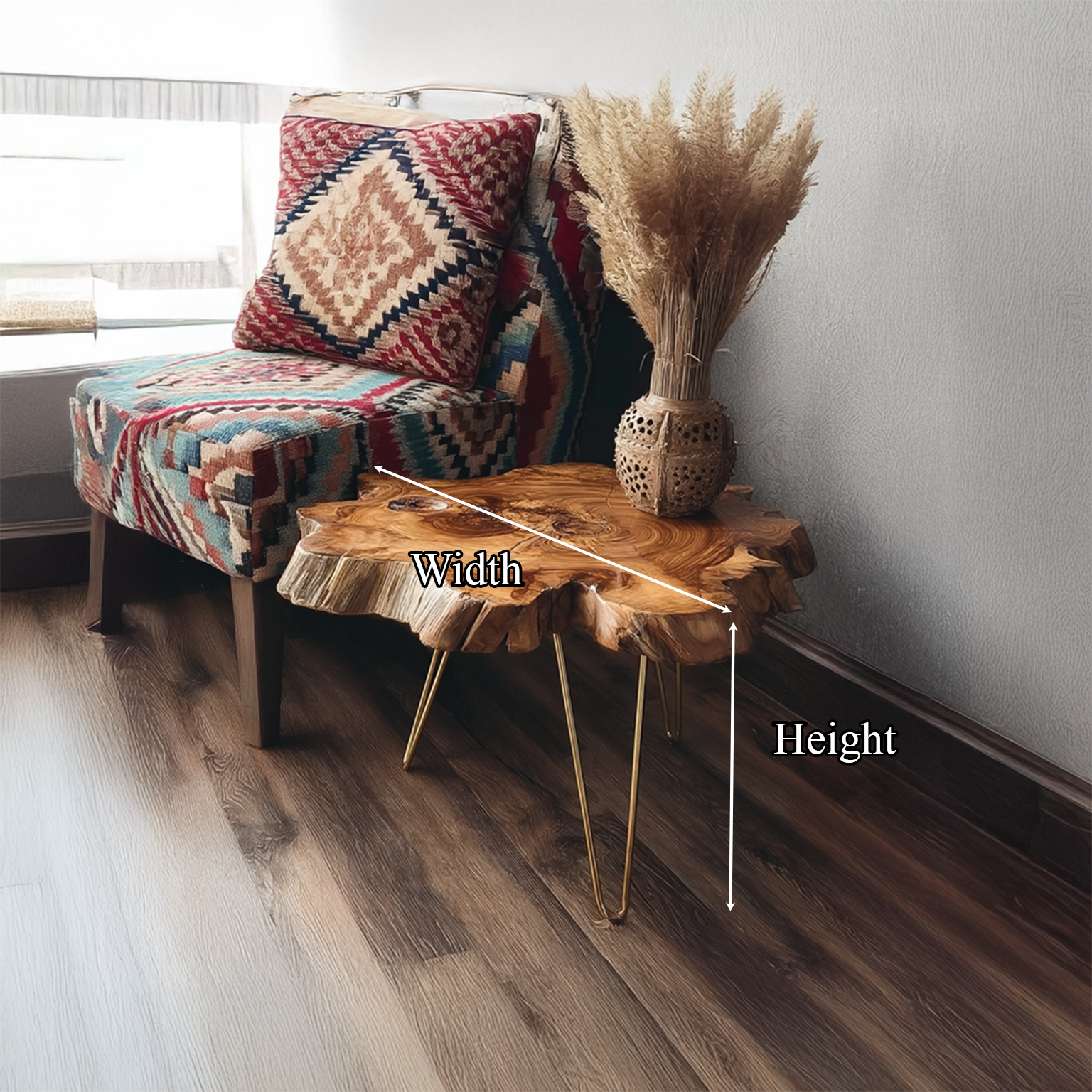 Rustic Live Edge End Table Living Room SINLSABT041
