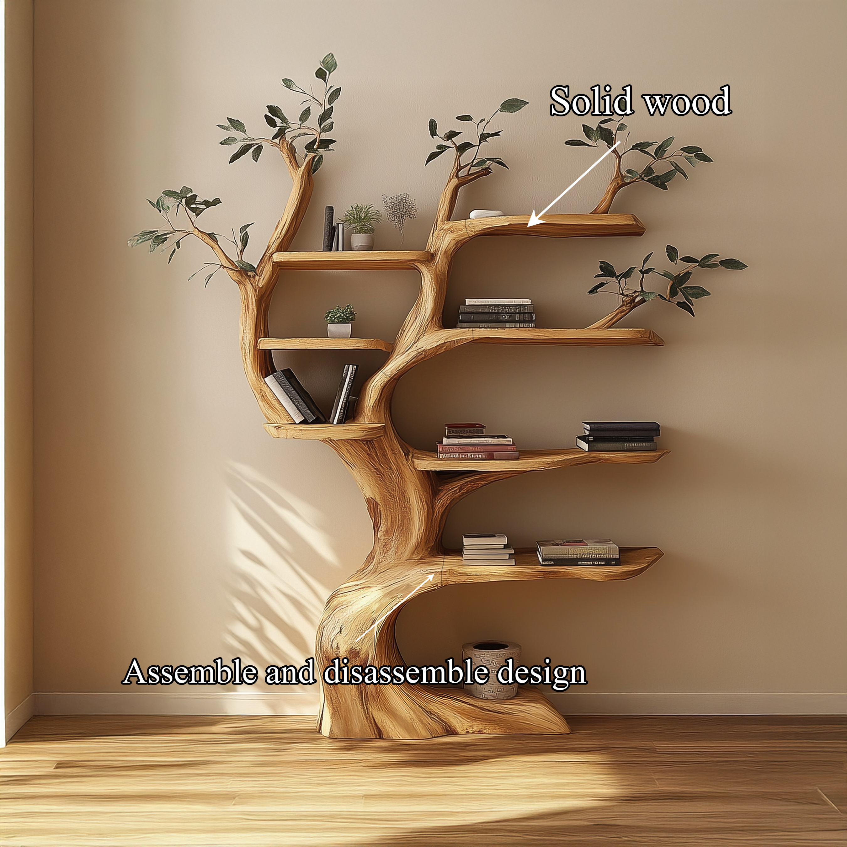 Handcrafted Tree Storage Shelf Living Room Interior Statement Decor SINLSATB642