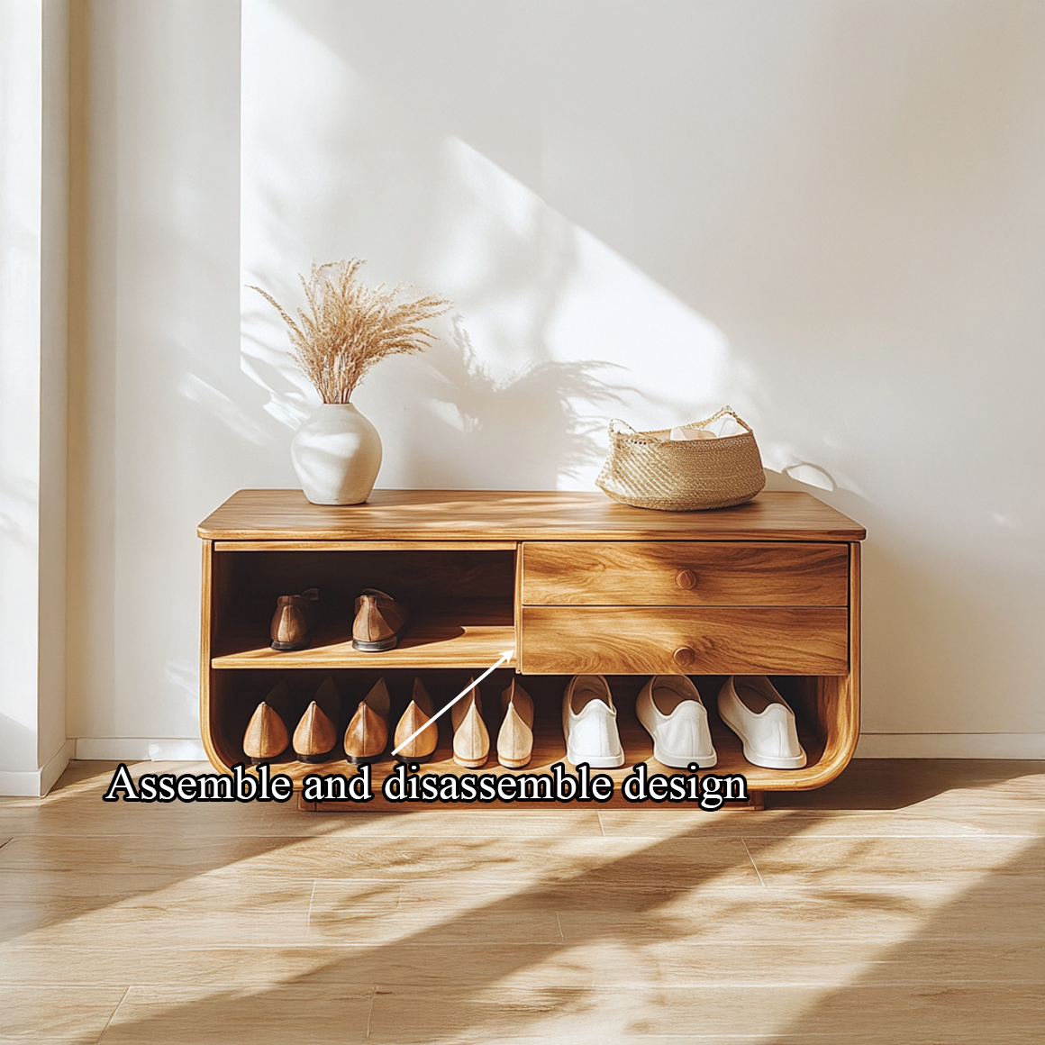 Mid Century Rounded Shoe Storage Hallway And Bedroom SINLSASB069