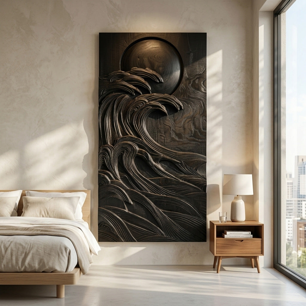 Modern Coastal Ocean Wave Wood Wall Art For Home Decor RTTHHNWA189