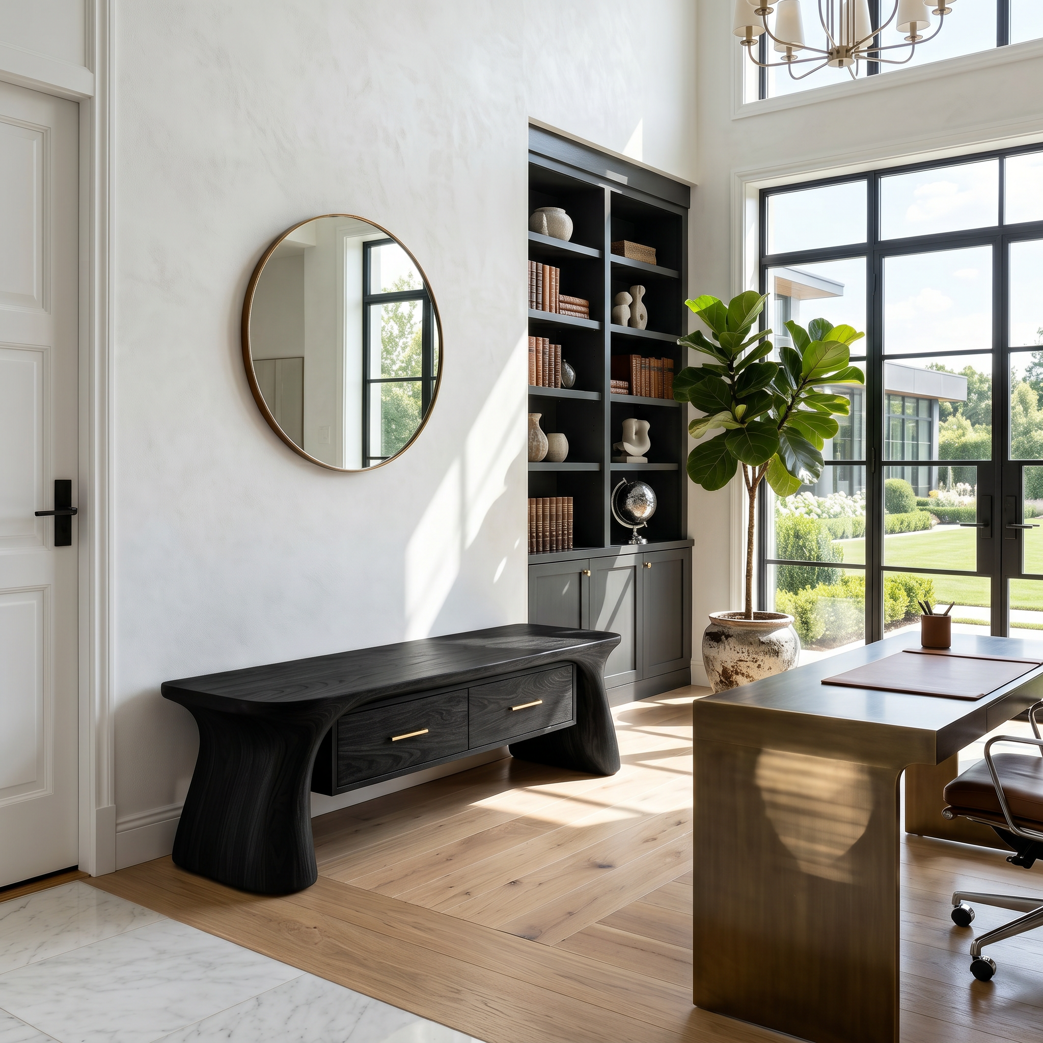 Minimalist Arched Base Bench For Foyer Interior Space SILDTTNBEN014
