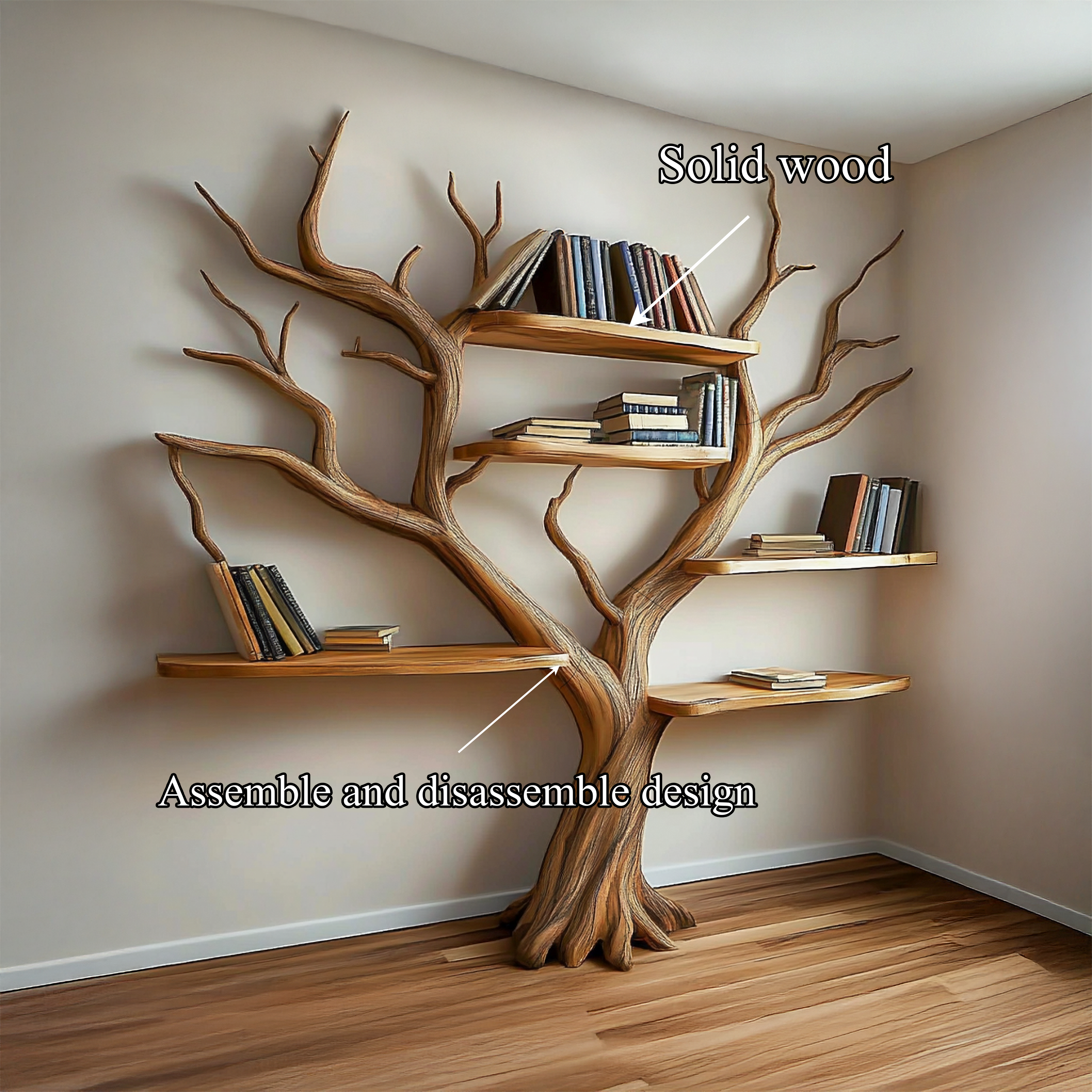 Rustic Sculptural Tree Bookshelf Living Room Interior Statement Display SINLSATB641