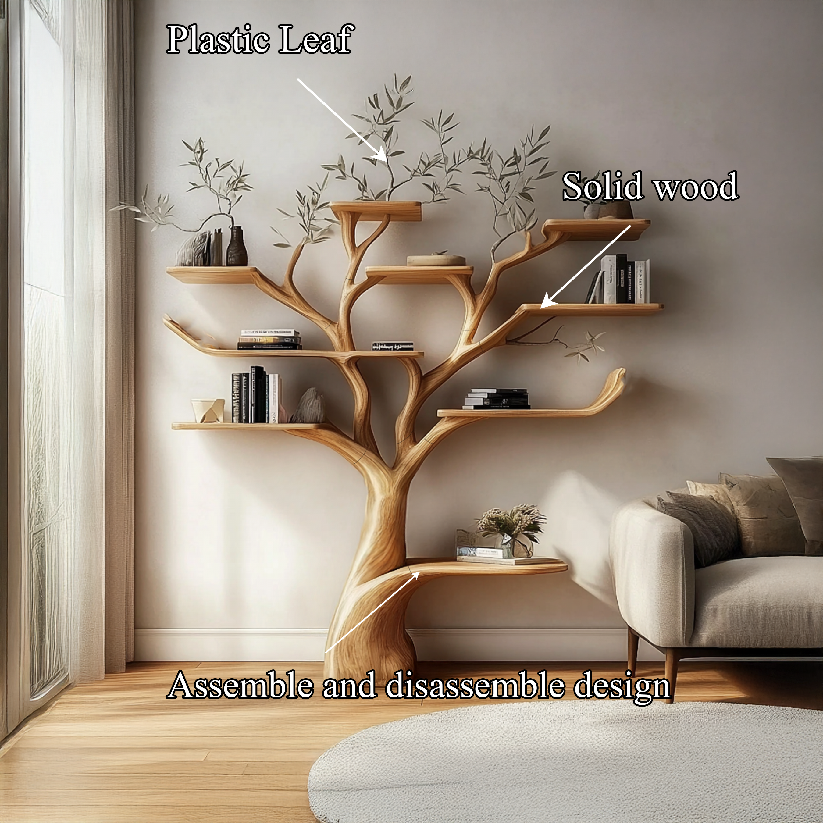 Walnut Tree Shelf Handmade Living Room Decor Gift SINLSATB501