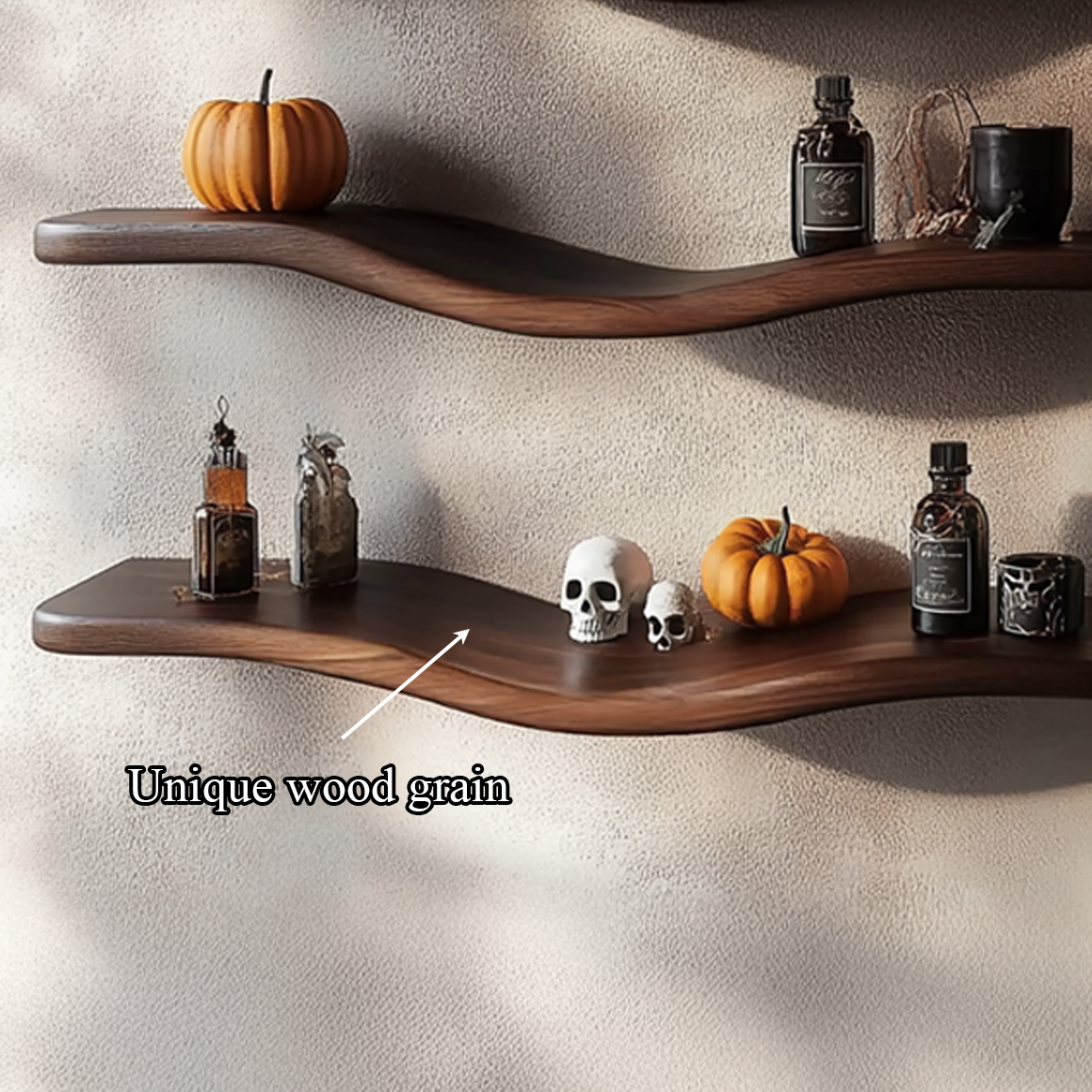 Mid Century Wavy Shelf Halloween Accent Modern Entryway SINLSAWV015
