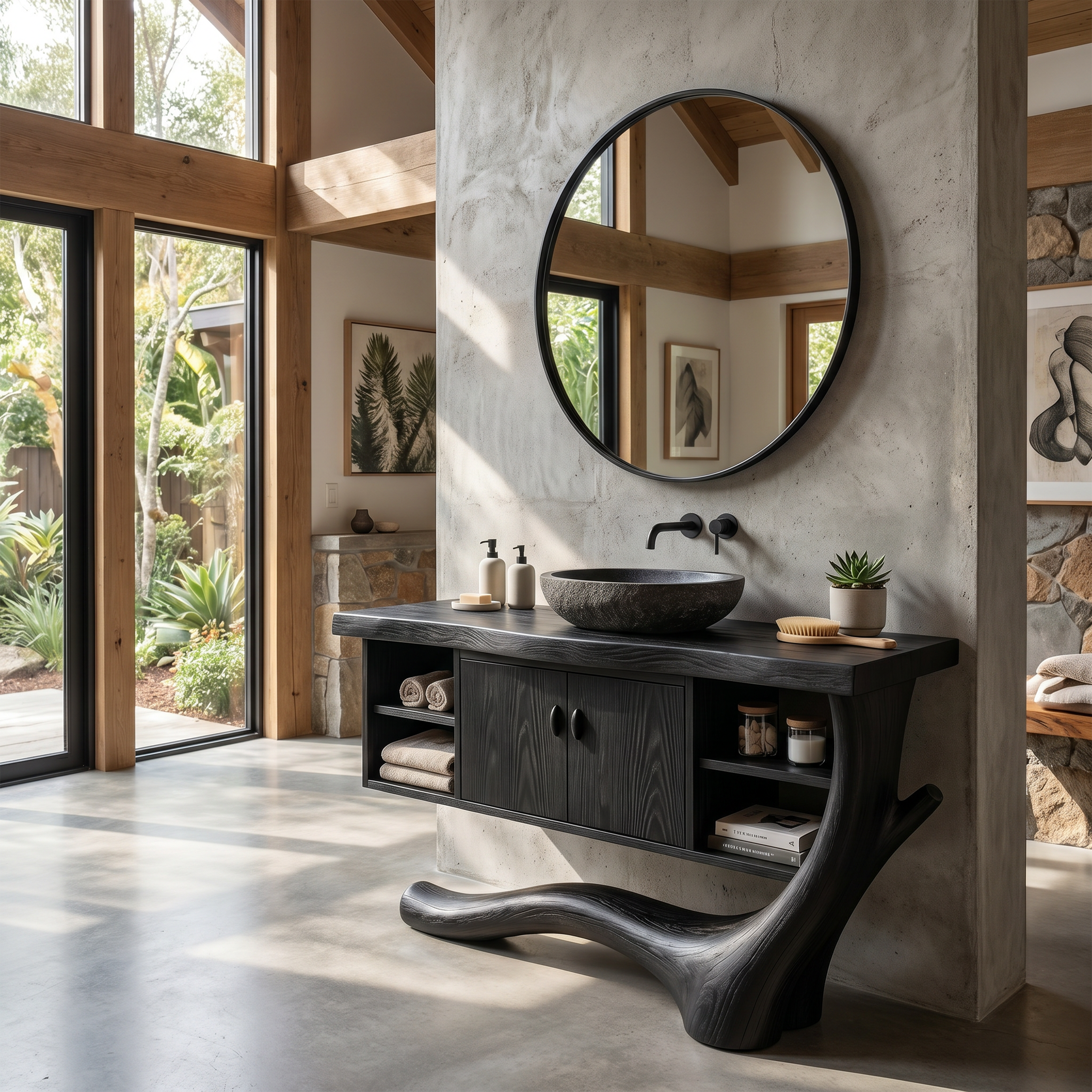 Minimalist Floating Vanity With Side Shelf For Apartment SILDTTNBRV059