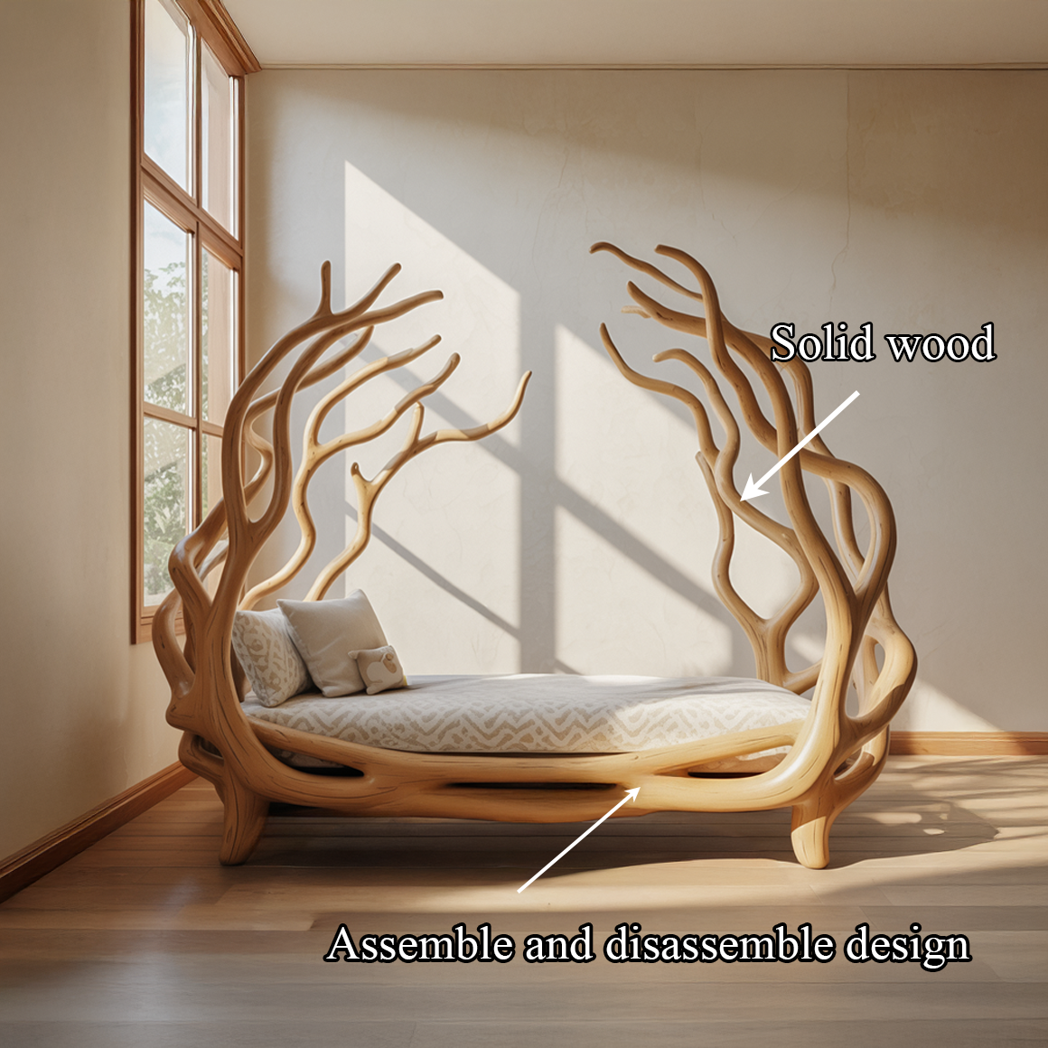Rustic Tree Branch Bed Organic Bedroom Artistic Design SINLSAWB068