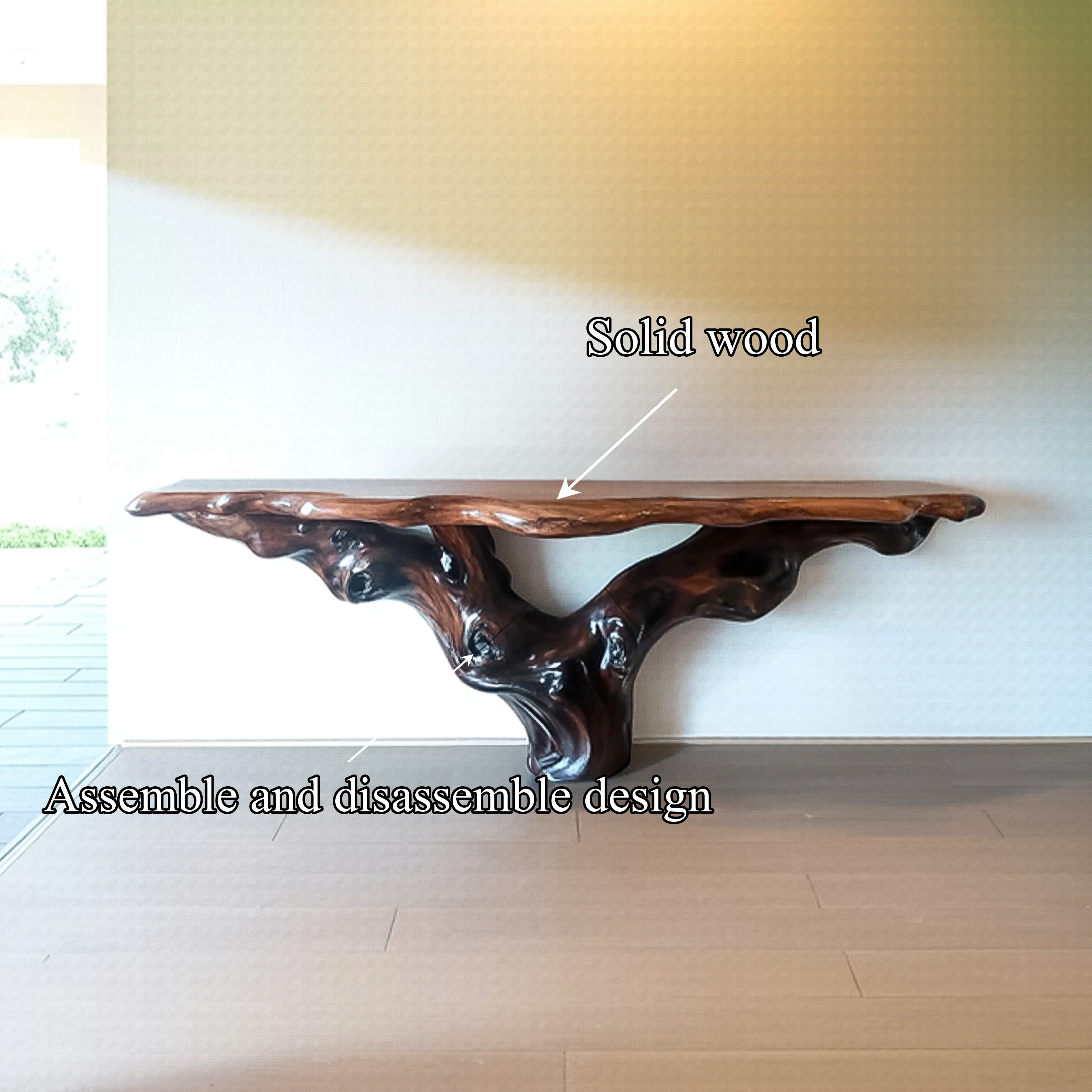 Mid Century Console Table Wood Sculpture Accent Open Studio SINLSACS380