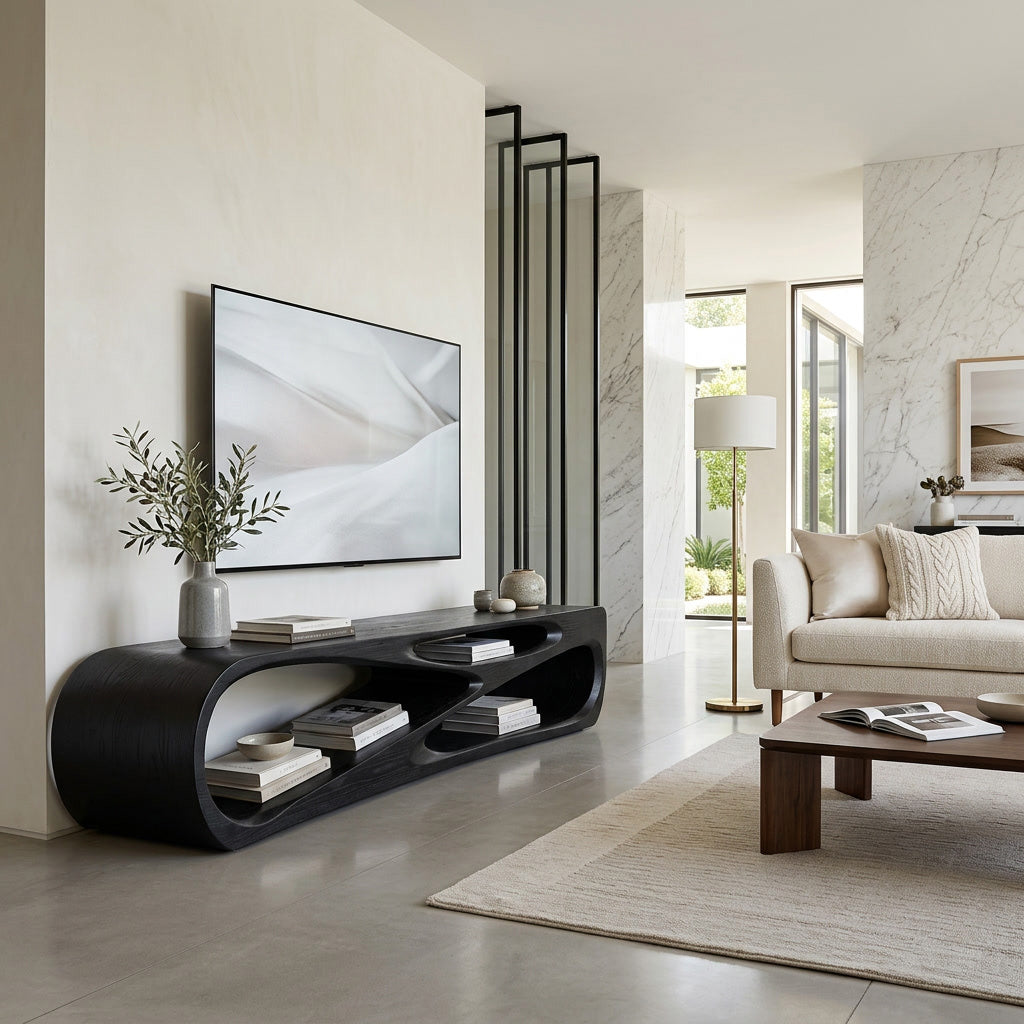 Contemporary Natural Wood Media Console For Living Room Decor RTTHHNTVC105
