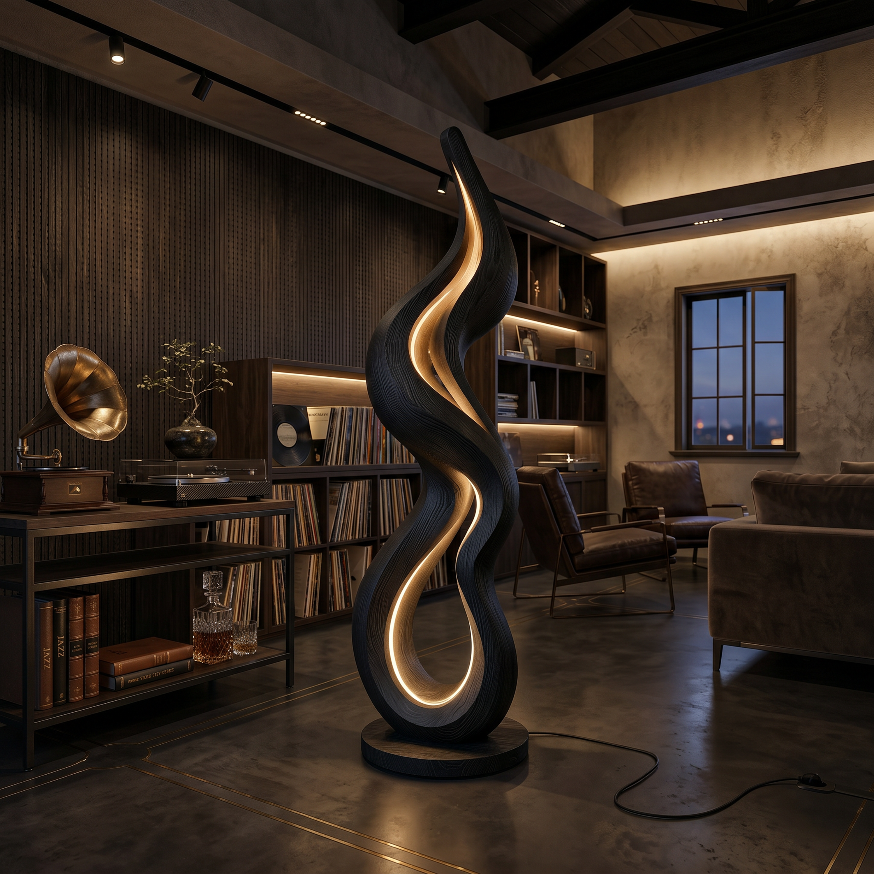 Contemporary Wave Lamp With Table For Living Room SILDTTNLAM030