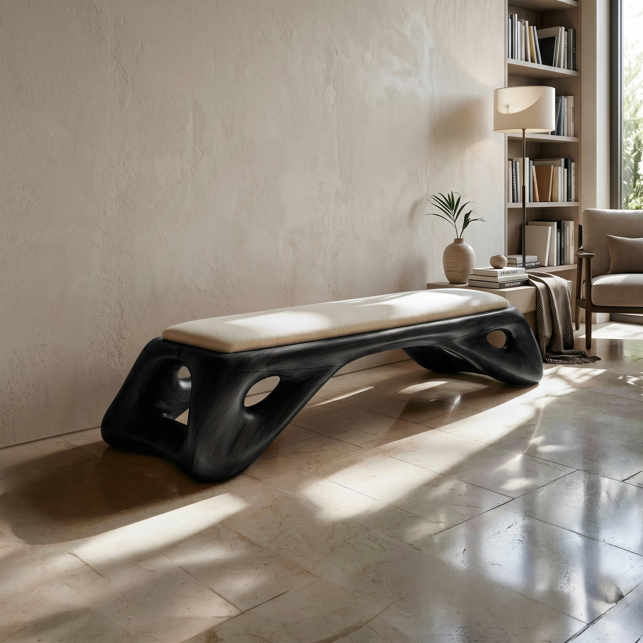 Organic Modern Entryway Bench Luxury Residence SILDTTRBEN073