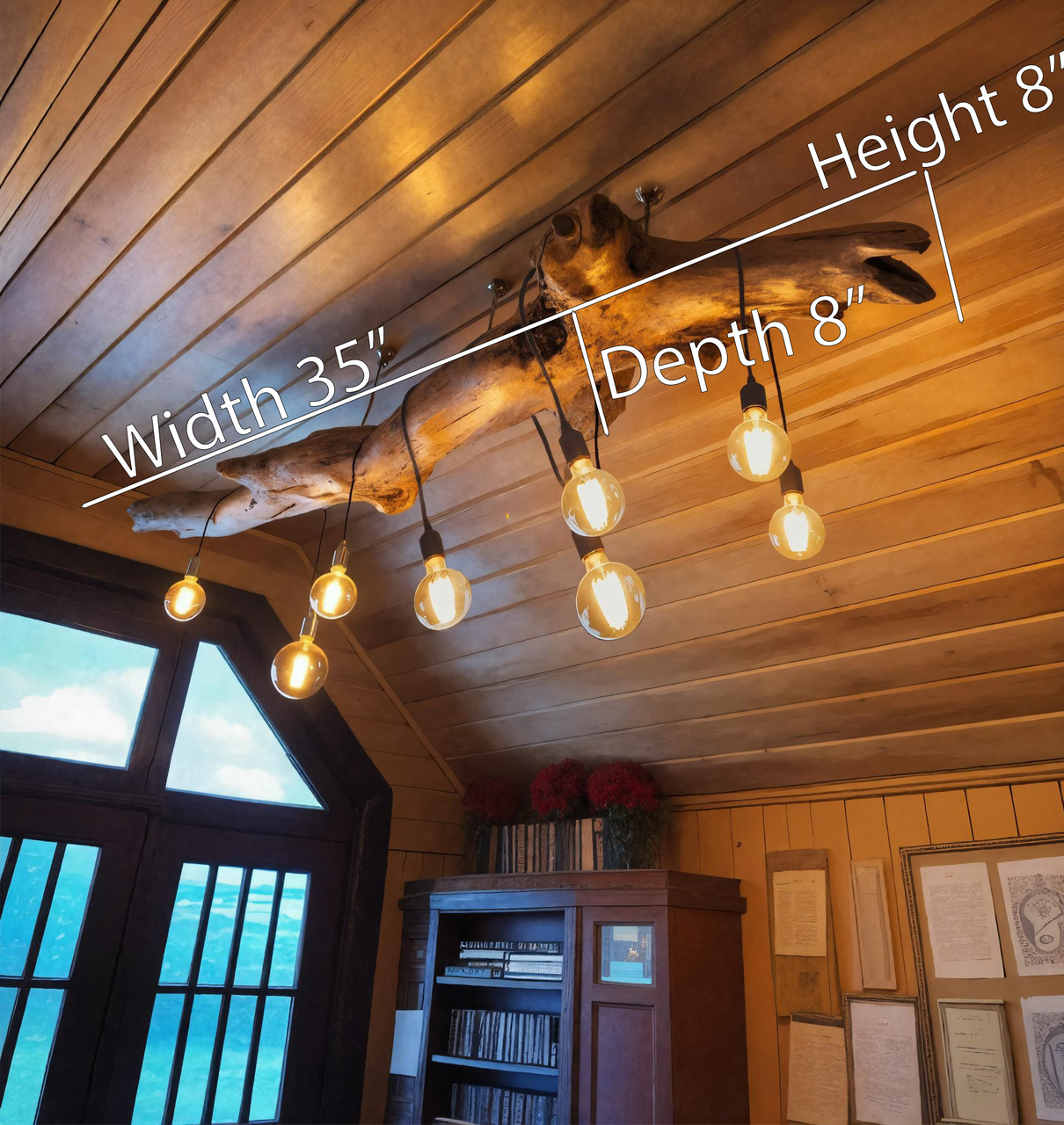 Rustic Ceiling Light With Edison Bulbs For Cabin Loft Or Dining Room SITHHNLAM007