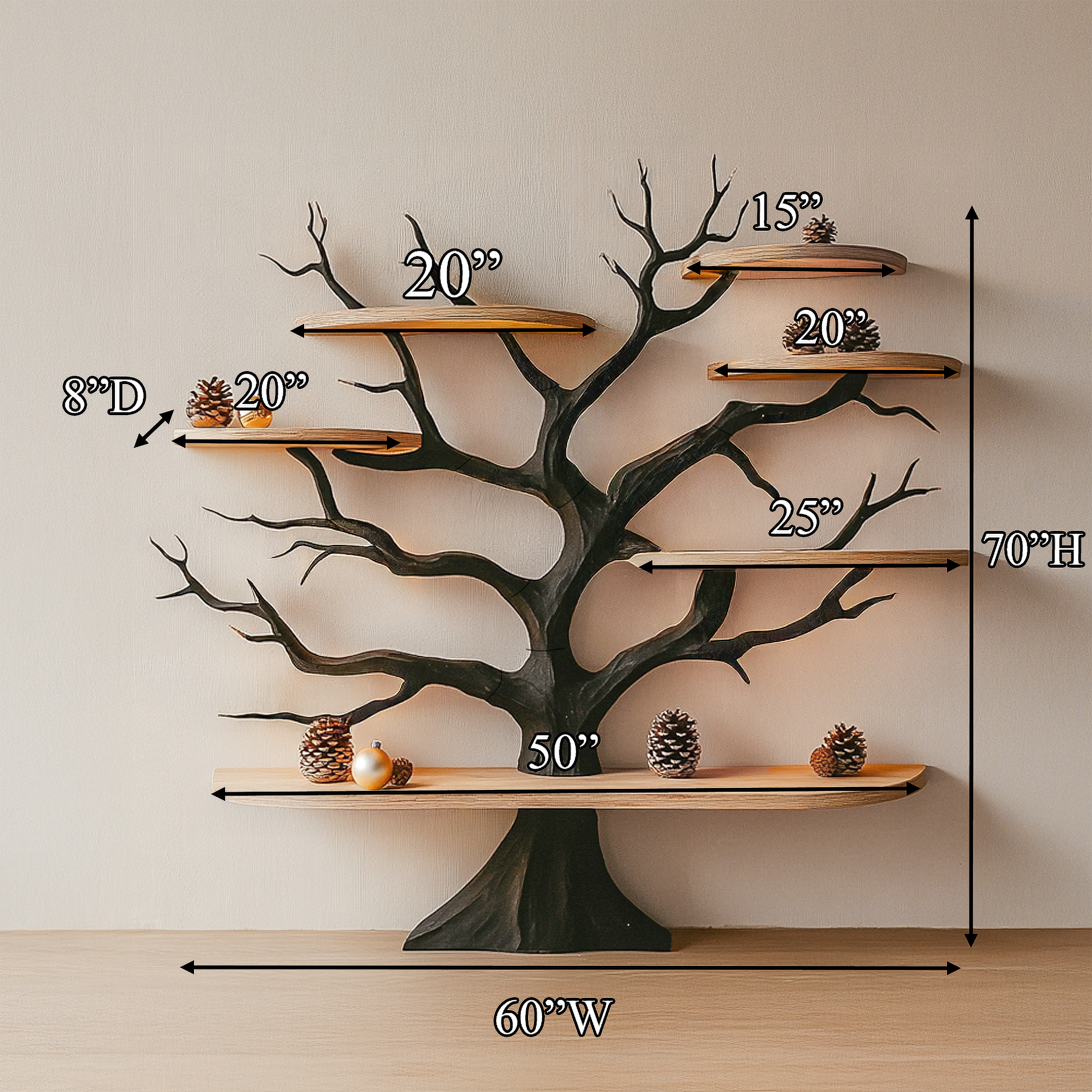 Rustic Tree Wall Shelf Christmas Living Room Or Bedroom SINLSATB570
