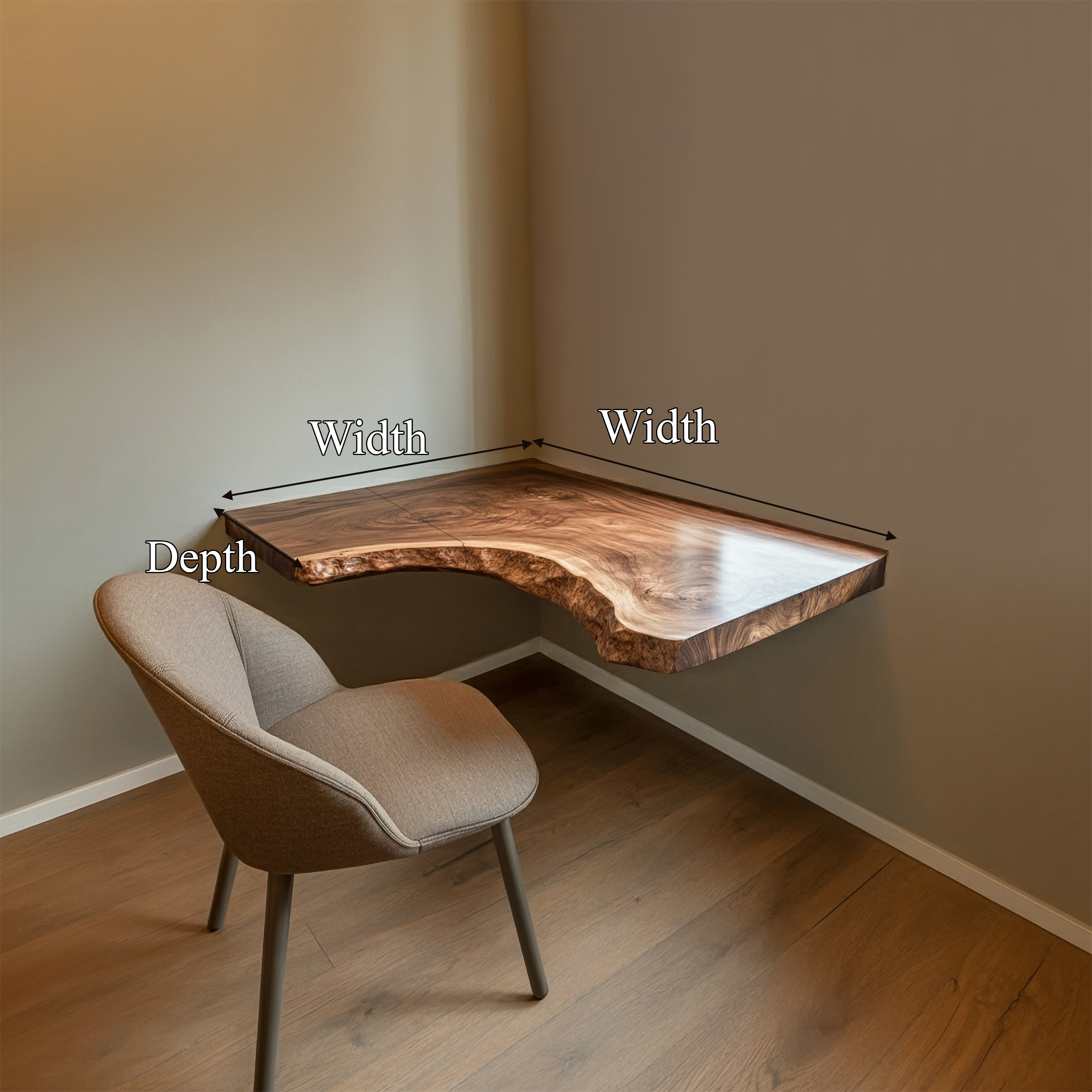 Rustic Live Edge Floating Desk Home Office Or Bedroom SINLSAFL351