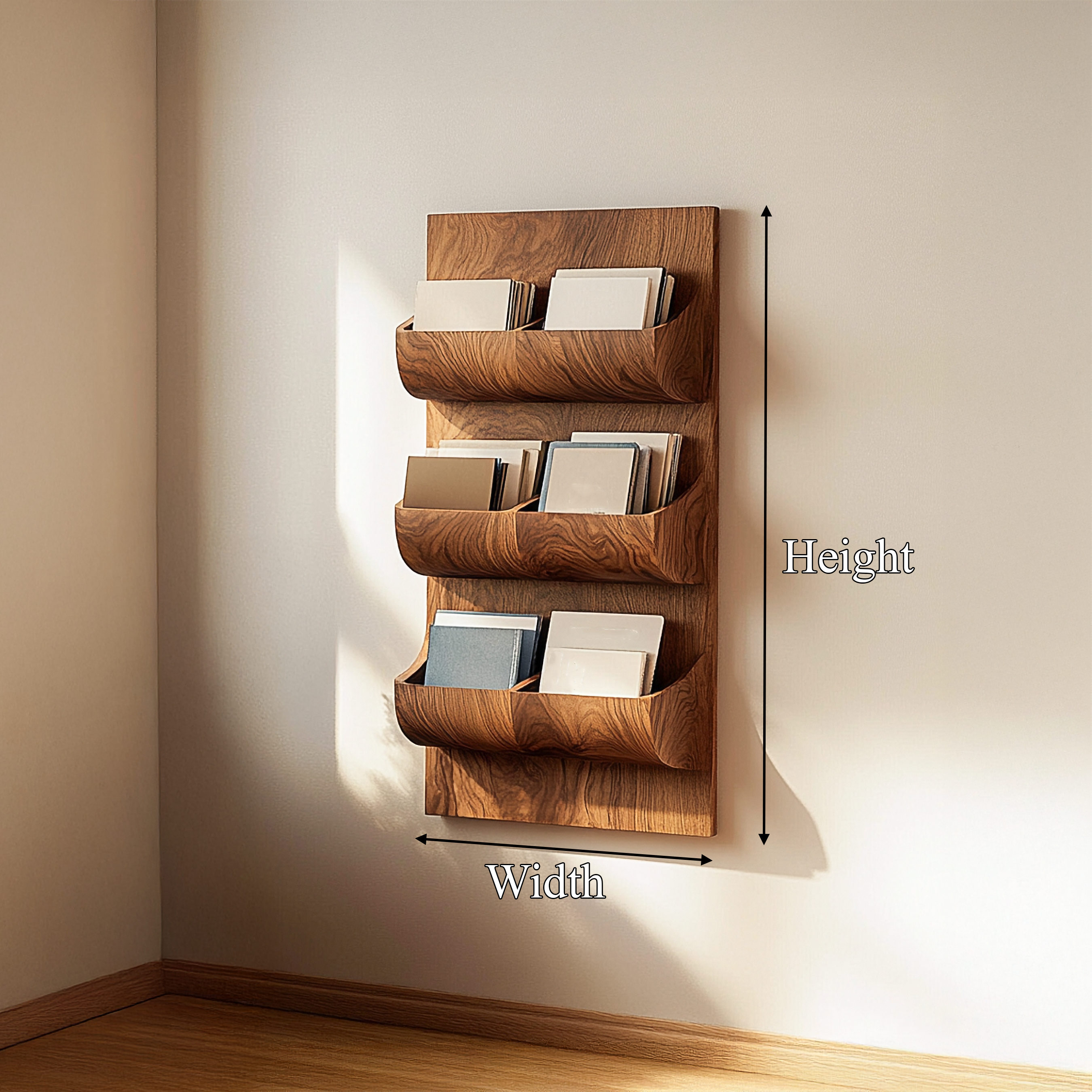 Sculptural Wall Mounted Mail Organizer Entryway Interior Vertical Storage SINLSAFL370