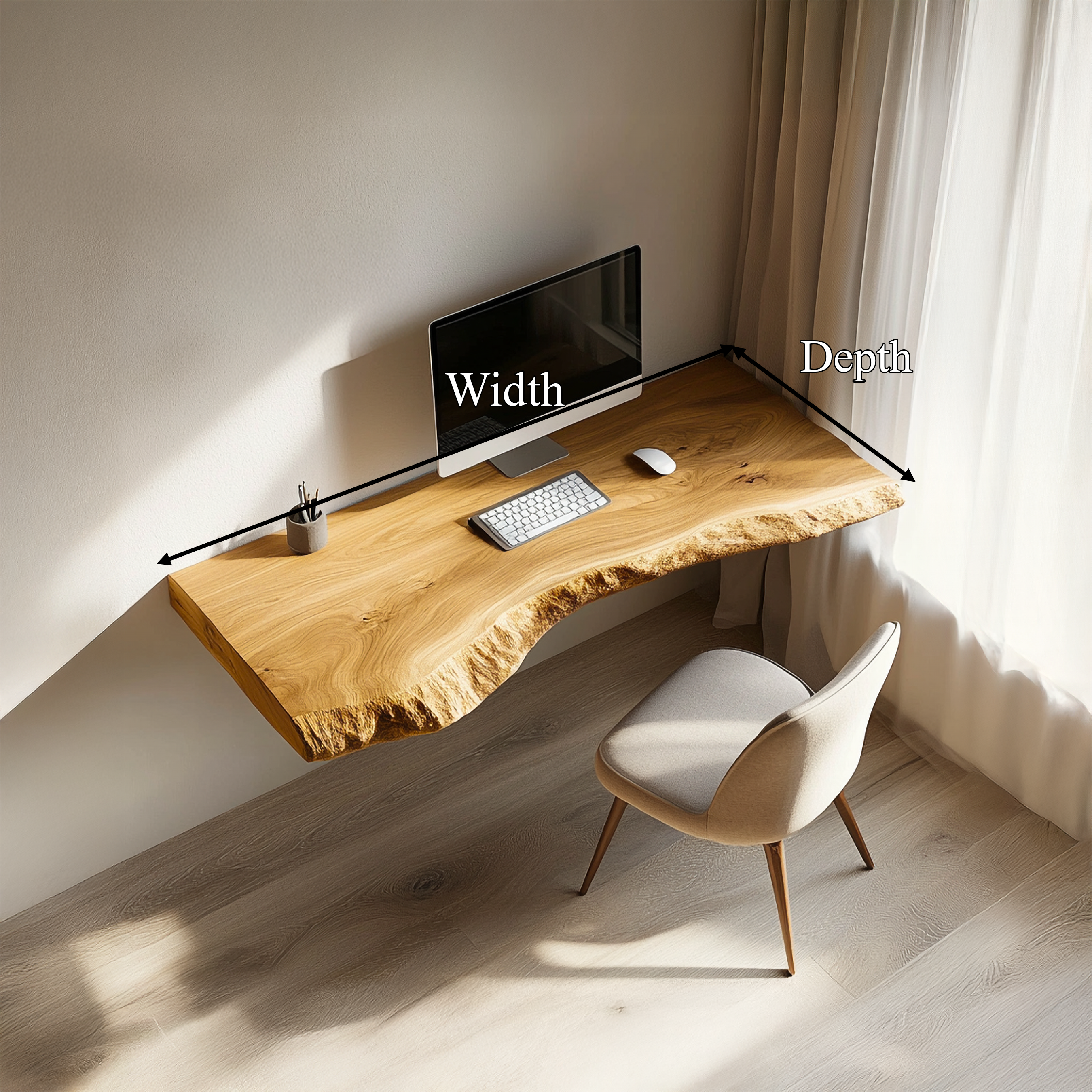 Rustic Minimal Wall Mounted Writing Desk Solid Wood Study Room Interior Space Saving SINLSAFL432