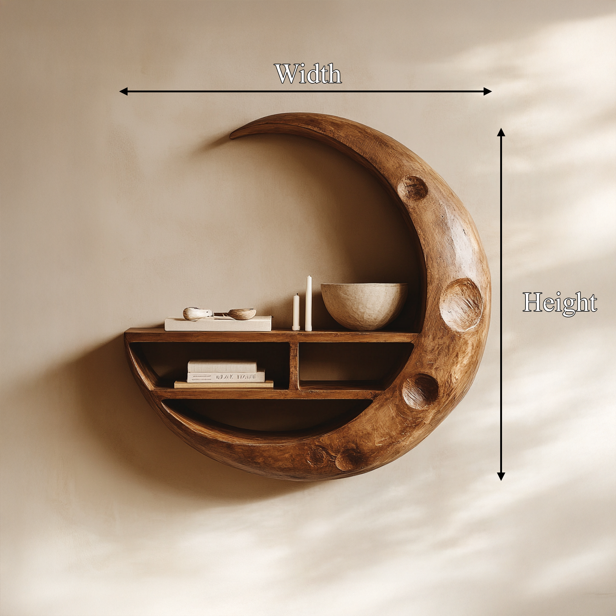 Rustic Moon Wall Shelf For Living Room And Interior Display SINLSAFL456
