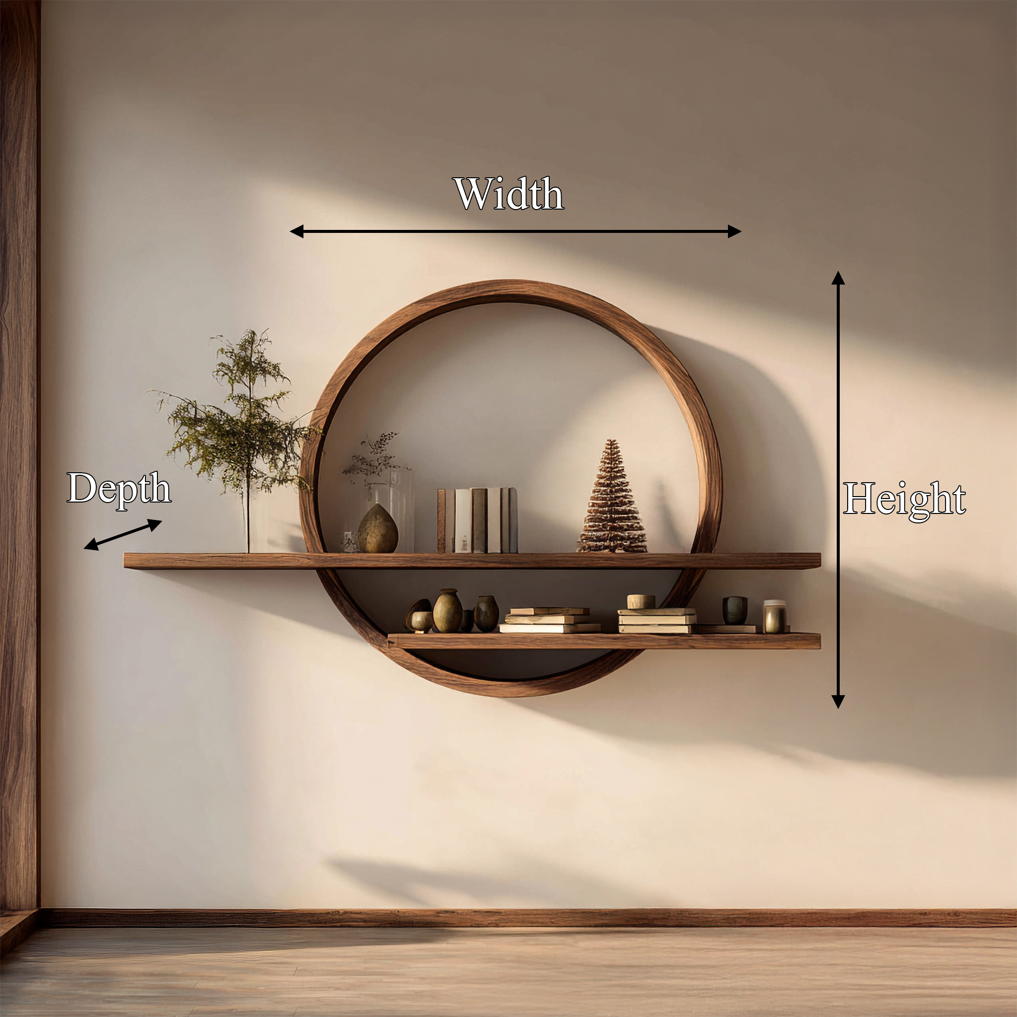 Rustic Round Wall Shelf For Living Room And Bedroom SINLSAFL457