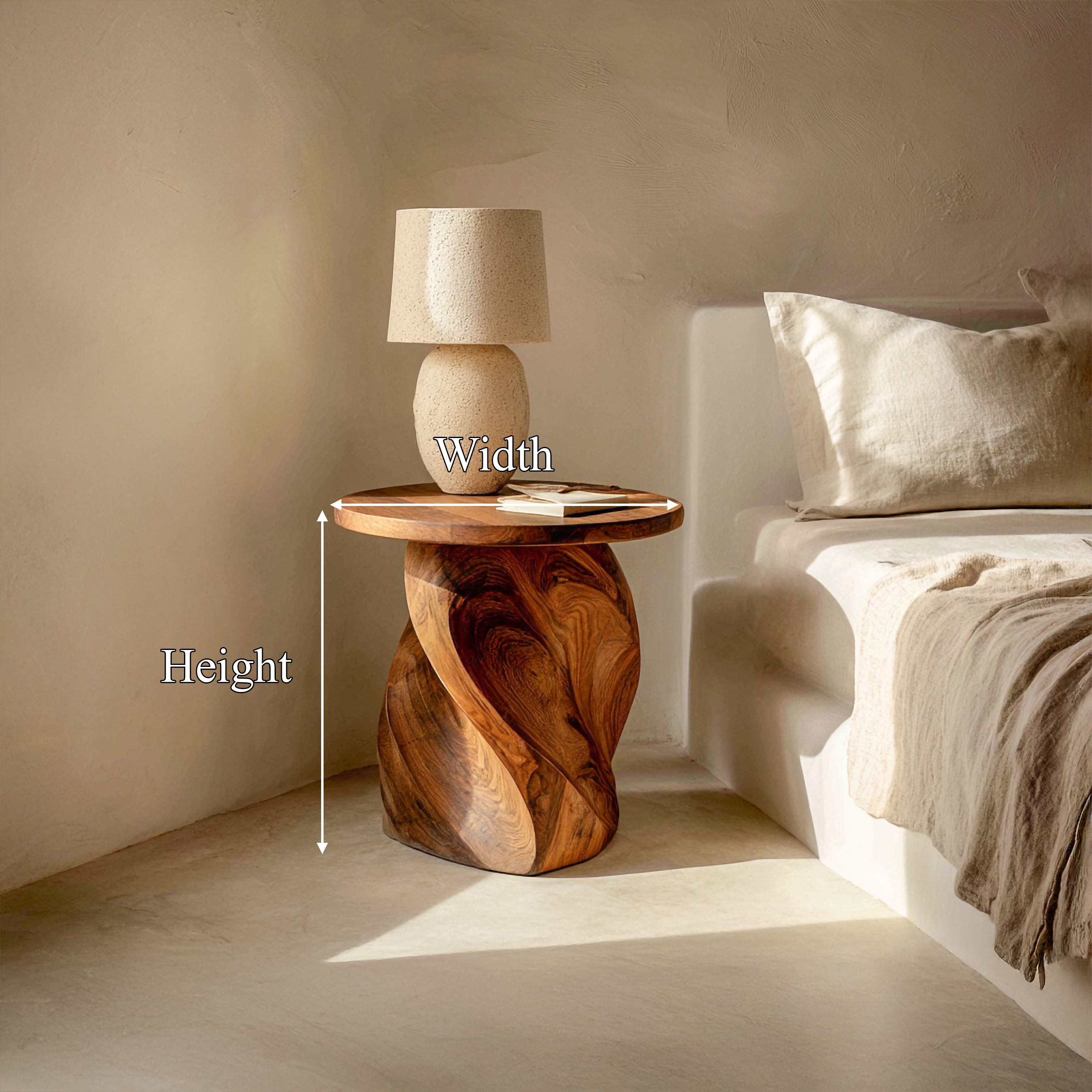 Mid Century Sculptural Nightstand For Bedroom And Living Room SINLSABT230